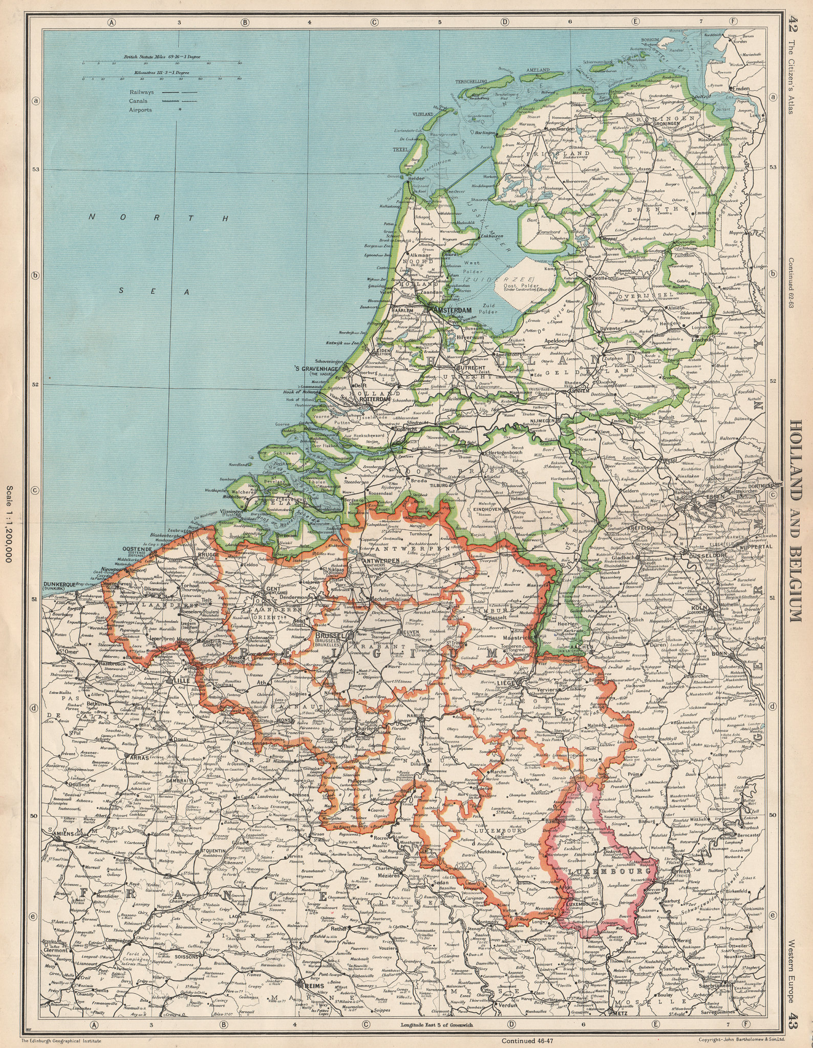 Associate Product BENELUX. Netherlands shows Oost Polder (Flevopolder) under construction 1952 map