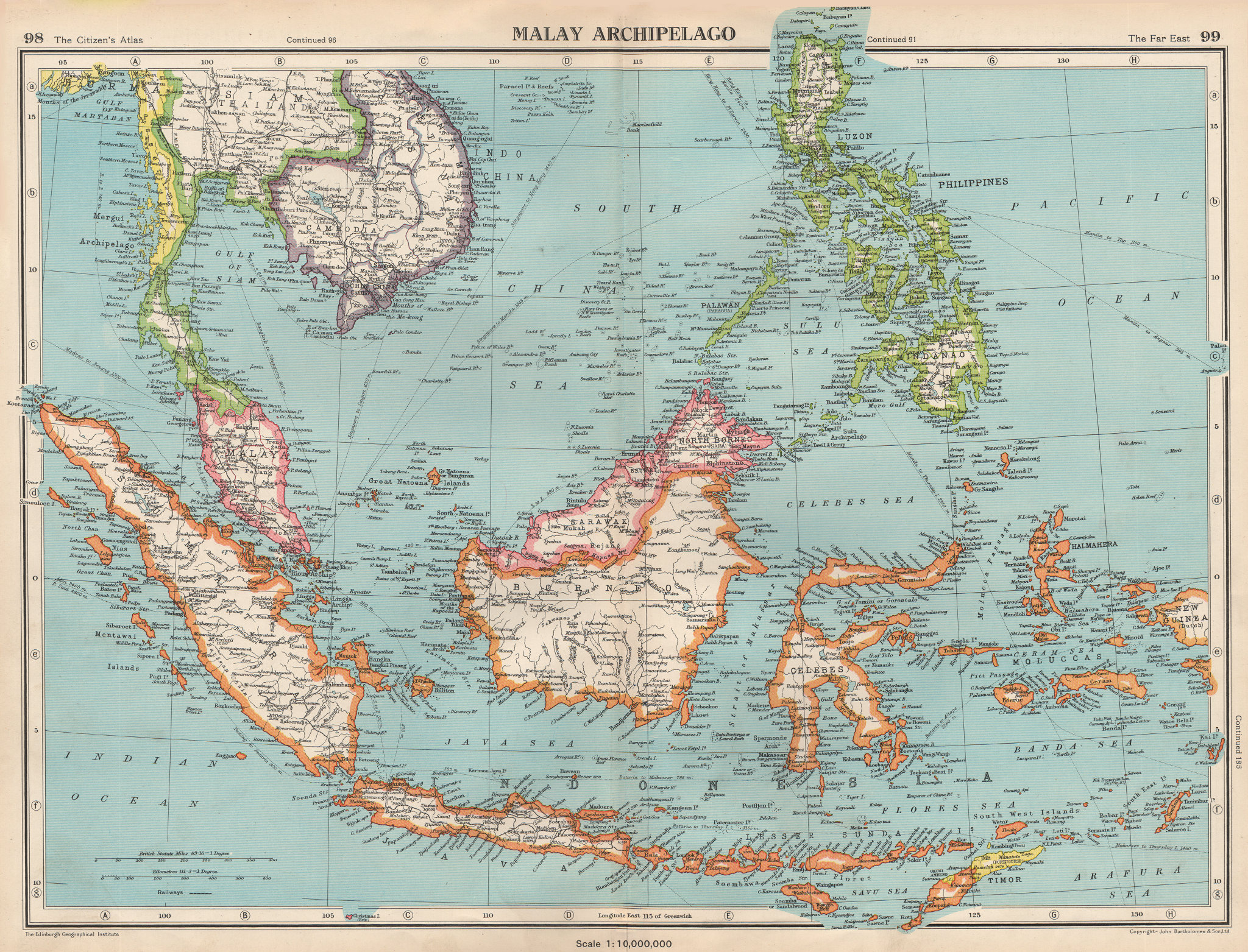 Associate Product MALAY ARCHIPELAGO. Indonesia Malaya Philippines French Indochina 1952 old map