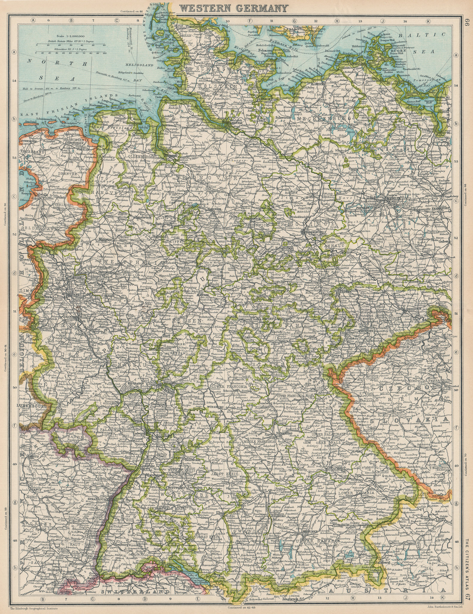 Associate Product WESTERN GERMANY. Shows Saarbeckengebiet under League of Nations mandate 1924 map