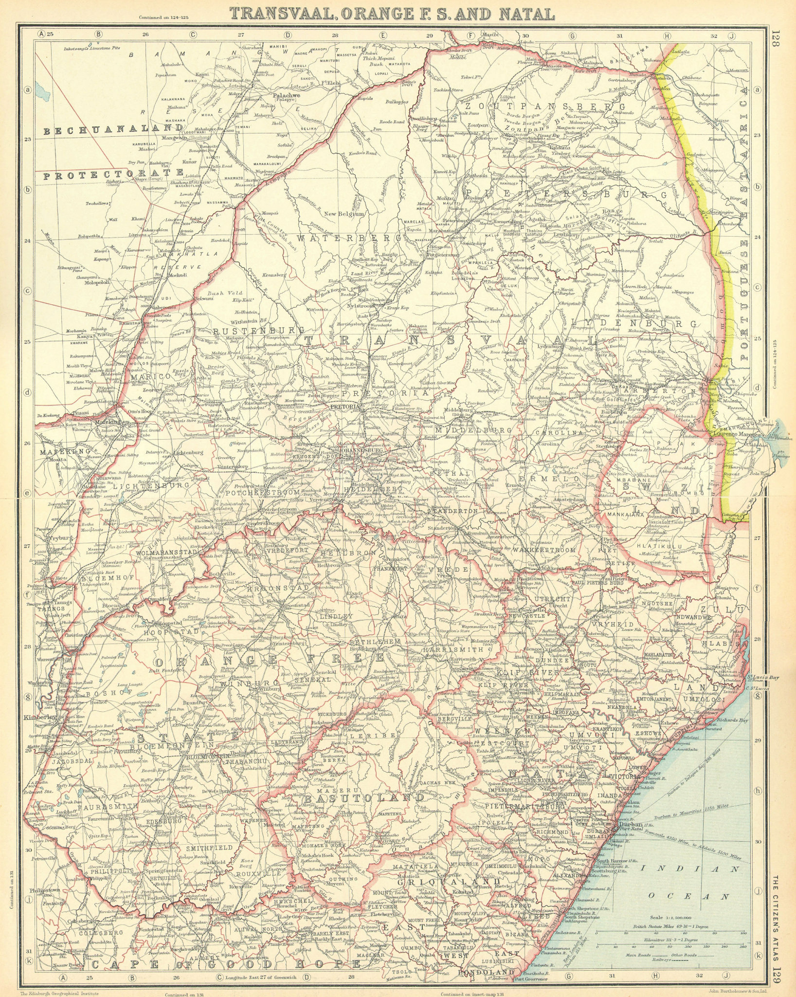 SOUTH AFRICA. Transvaal Orange Free State Natal Swaziland Lesotho 1924 ...