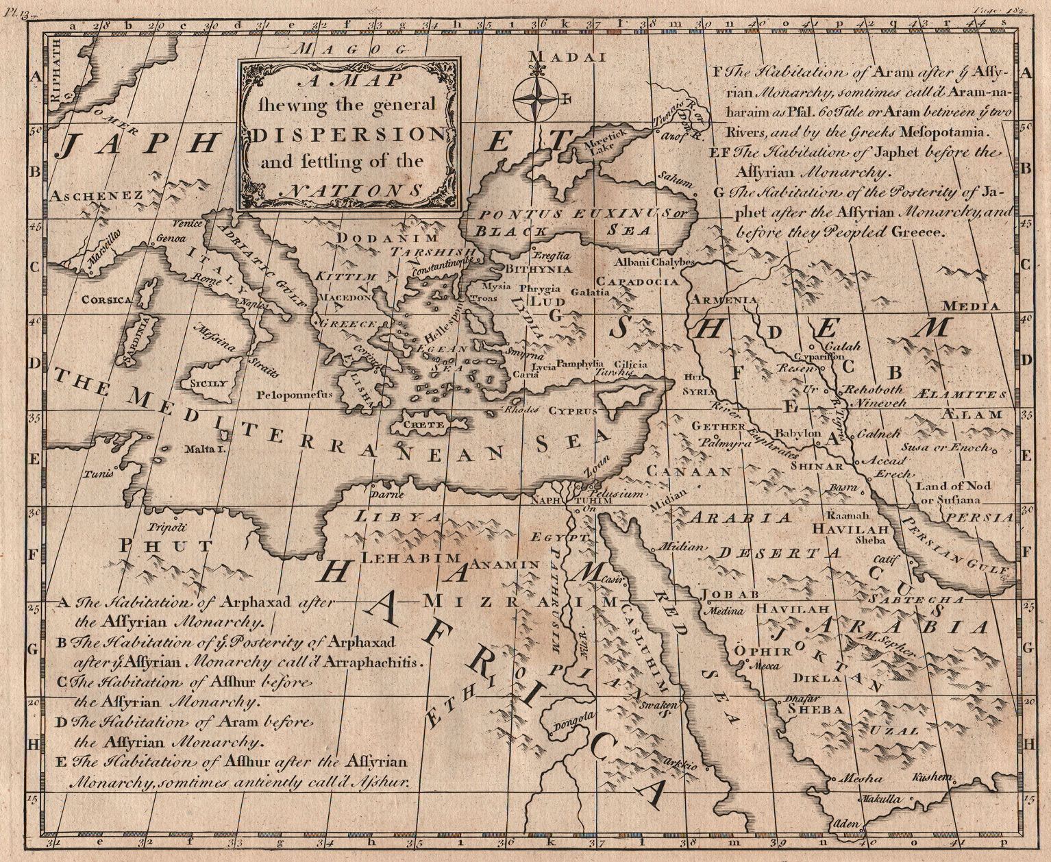 Associate Product BIBLE. A map shewing the general dispersion and settling of the Nations 1752