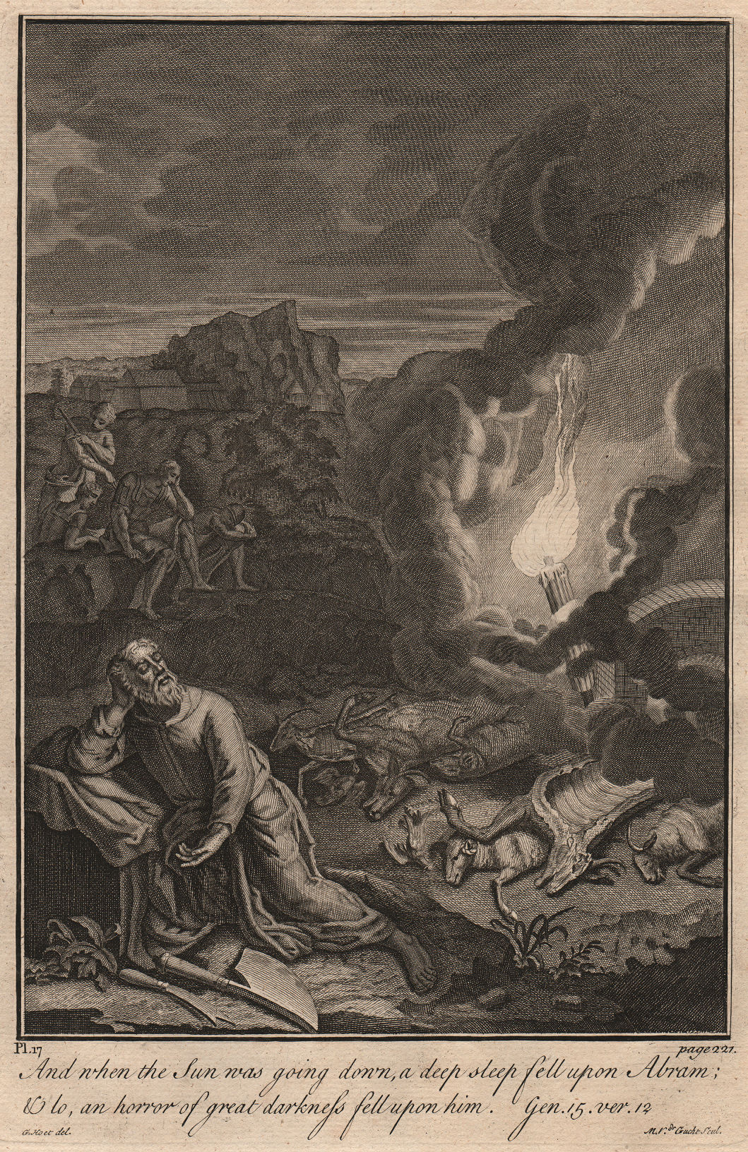 Associate Product BIBLE. Genesis 15.12 A deep sleep fell upon Abram 1752 old antique print