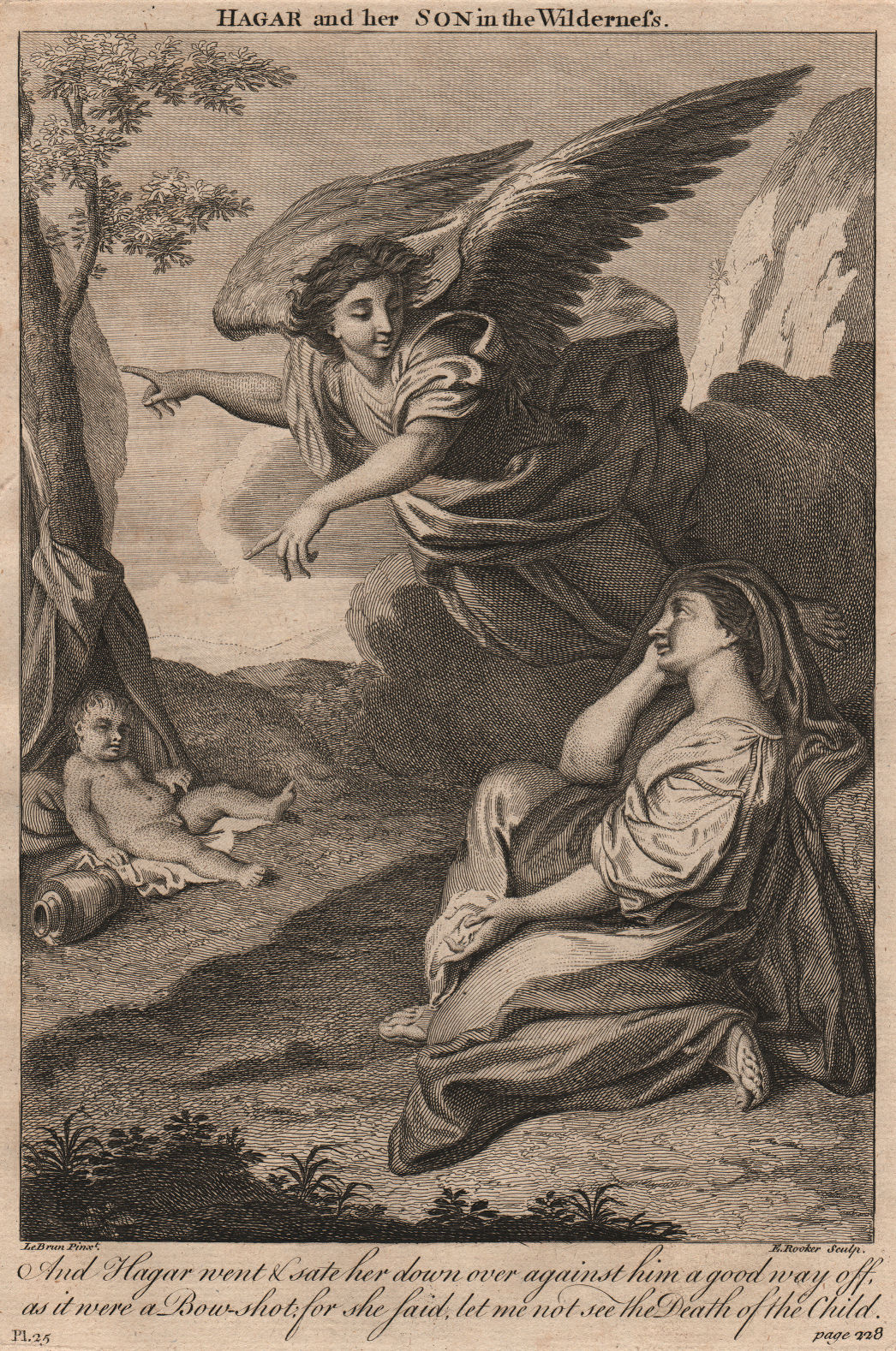 Associate Product BIBLE. Genesis 21.16 Hagar and her son in the Wilderness 1752 old print