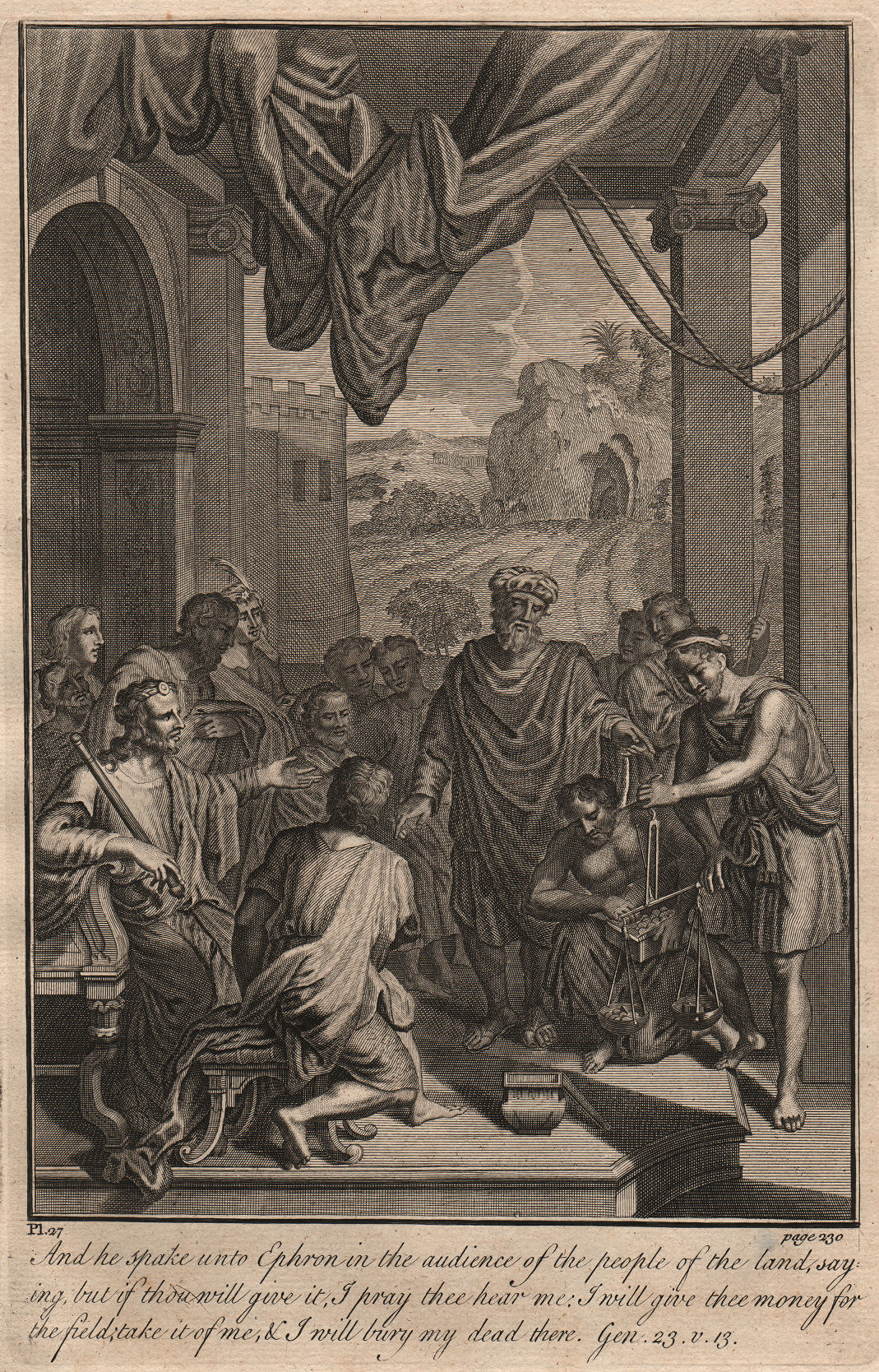 Associate Product BIBLE. Genesis 23.13 He spake unto Ephron in the audience of the people 1752