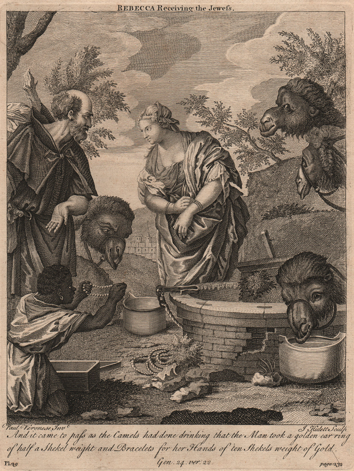 Associate Product BIBLE. Genesis 14.22 Rebecca receiving the Jewess 1752 old antique print