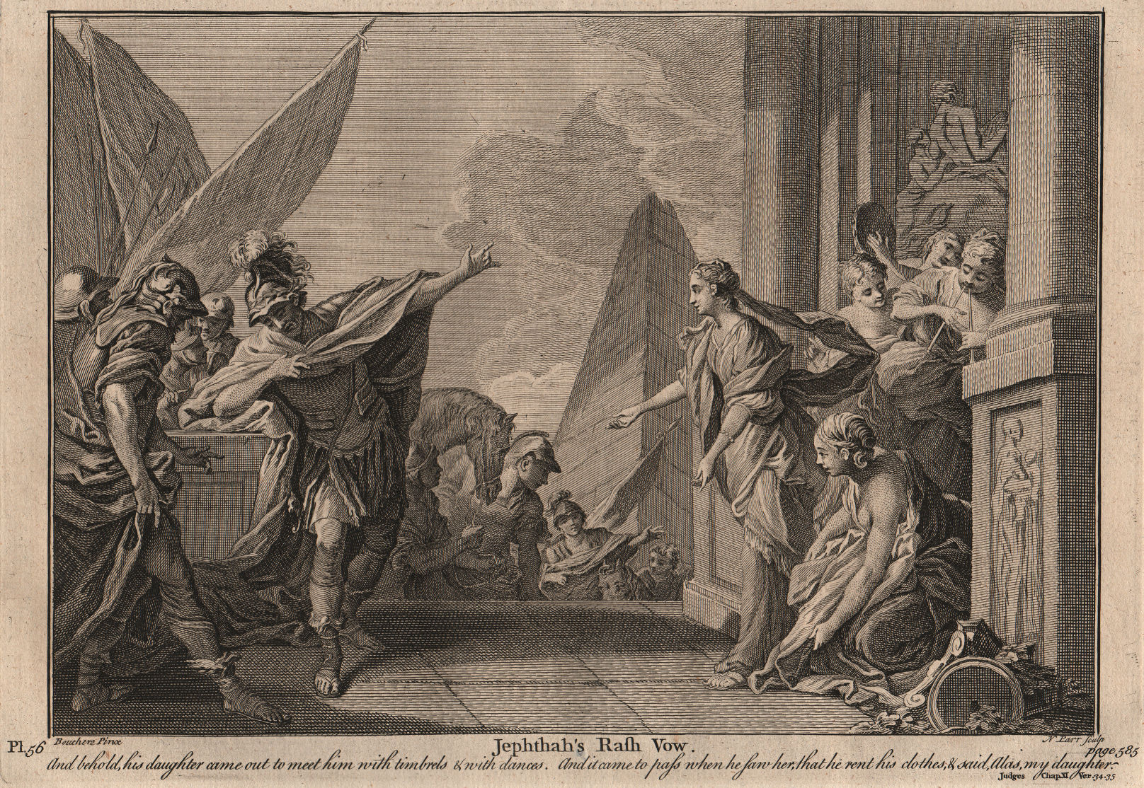 Associate Product BIBLE. Judges 11.34-35 Jephthah's rash vow 1752 old antique print picture