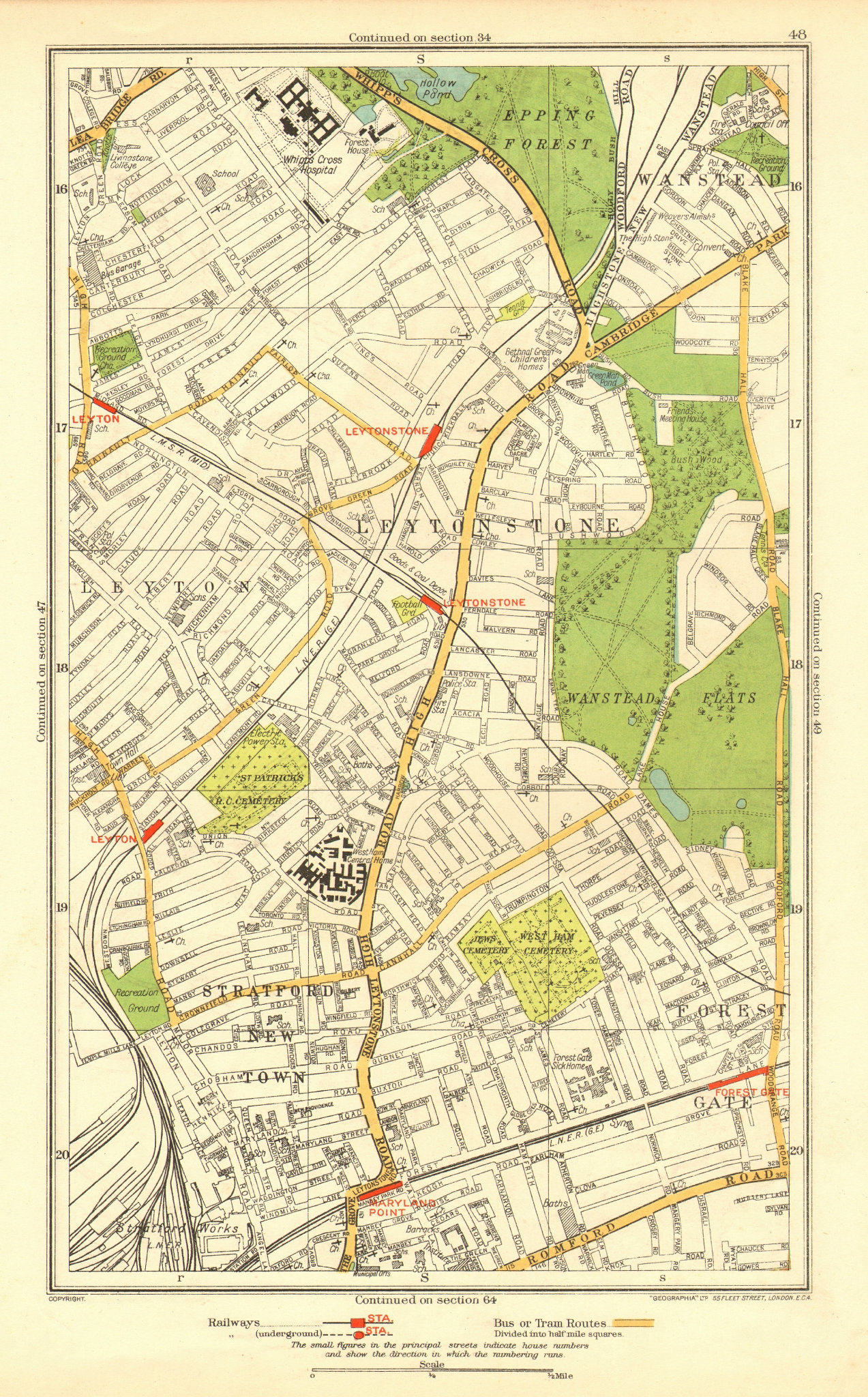 Associate Product LEYTON LEYTONSTONE. Forest Gate Stratford Wanstead Woodgrange Park 1937 map