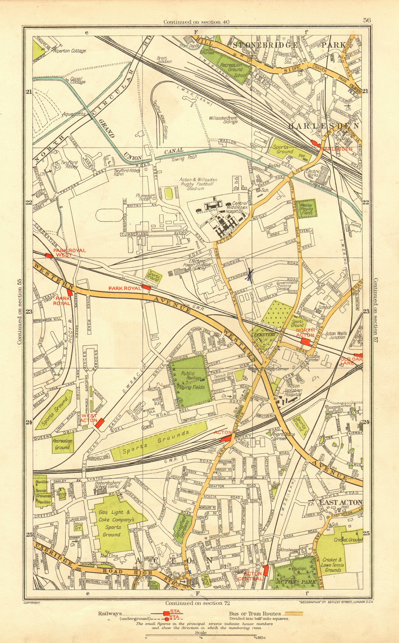 Associate Product ACTON. Park Royal Stonebridge Park Harlesden Old Oak Lane 1937 vintage map