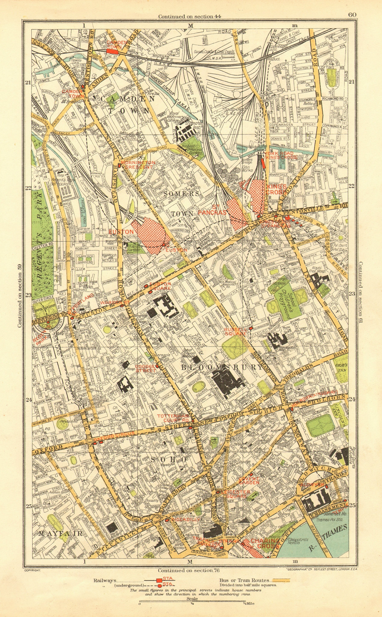 WEST END. Marylebone Camden Mayfair Soho Bloomsbury Covent Garden 1937 old map