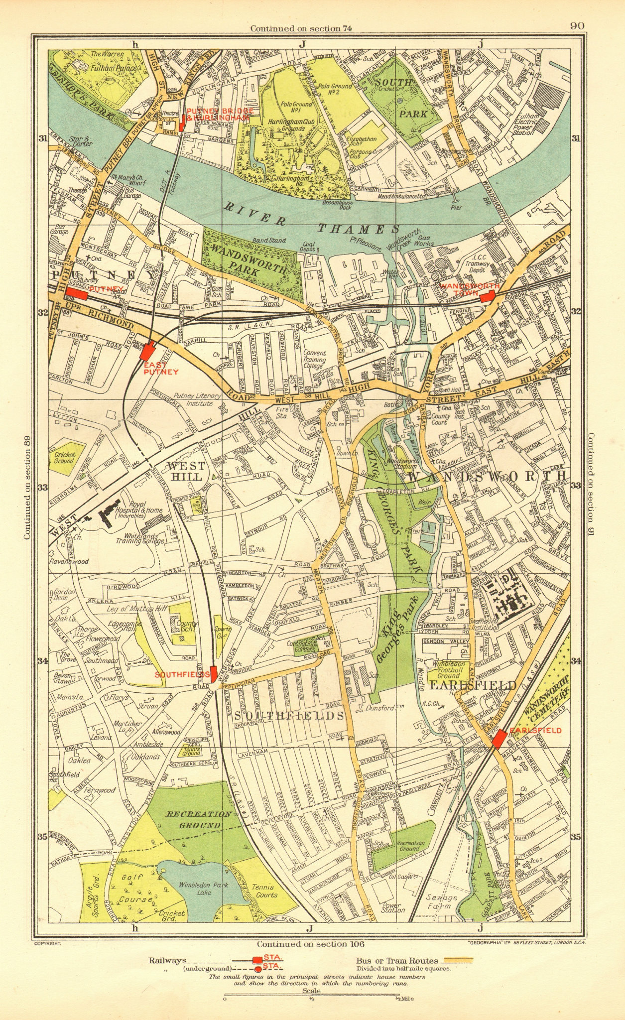 Associate Product WANDSWORTH. Putney Southfields Parson's Green Earlsfield West Hill 1937 map