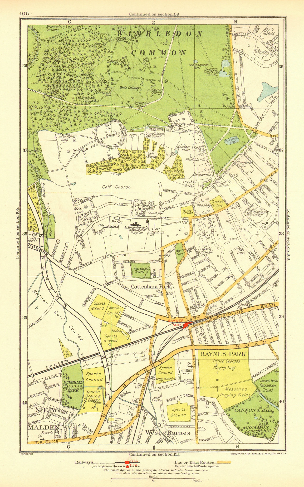 Associate Product WIMBLEDON. Raynes Park Cottenham Park New Malden Shannon Corner 1937 old map