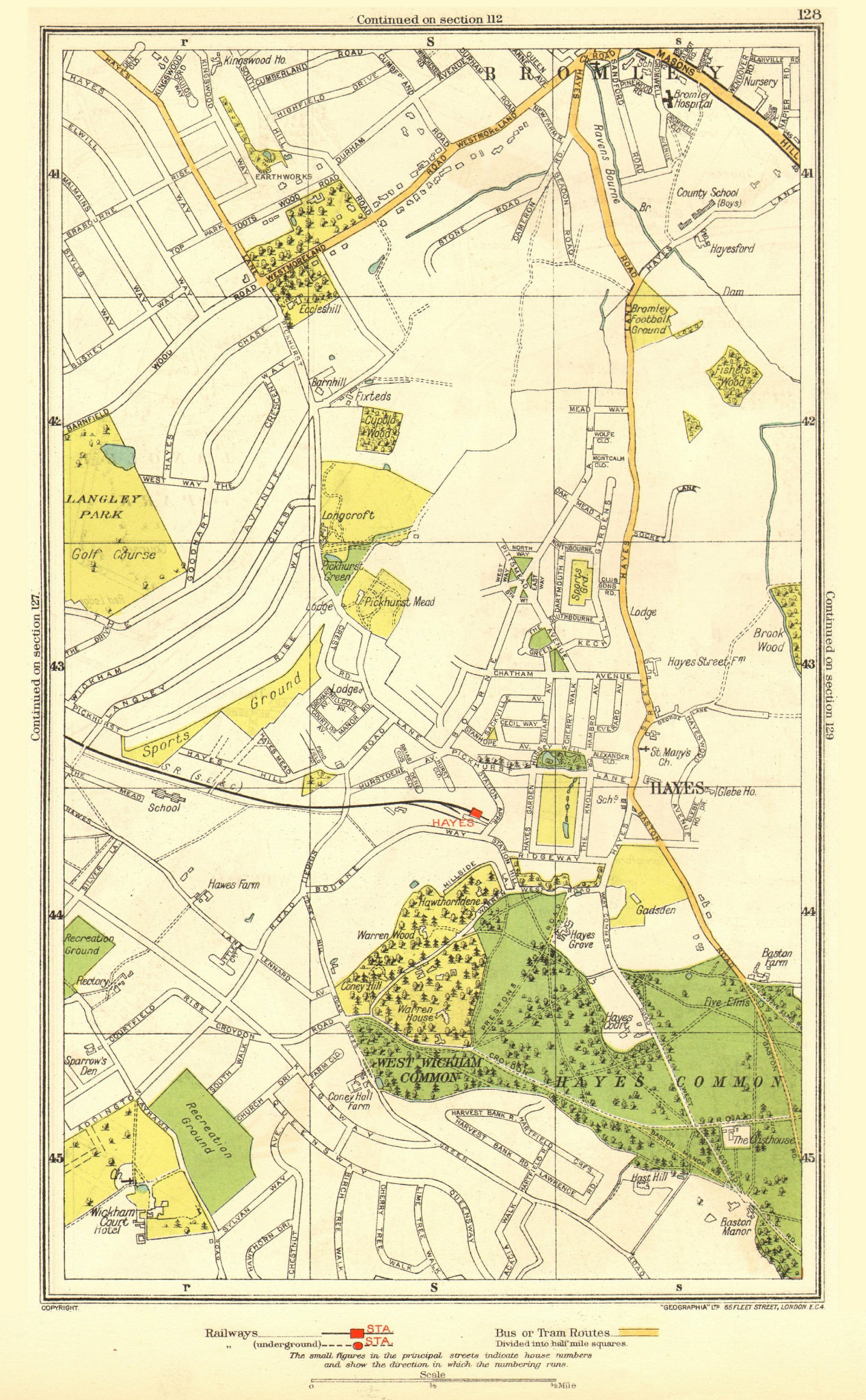 Associate Product KENT. Bromley Hayes Beckenham West Wickham Shortlands Keston 1937 old map