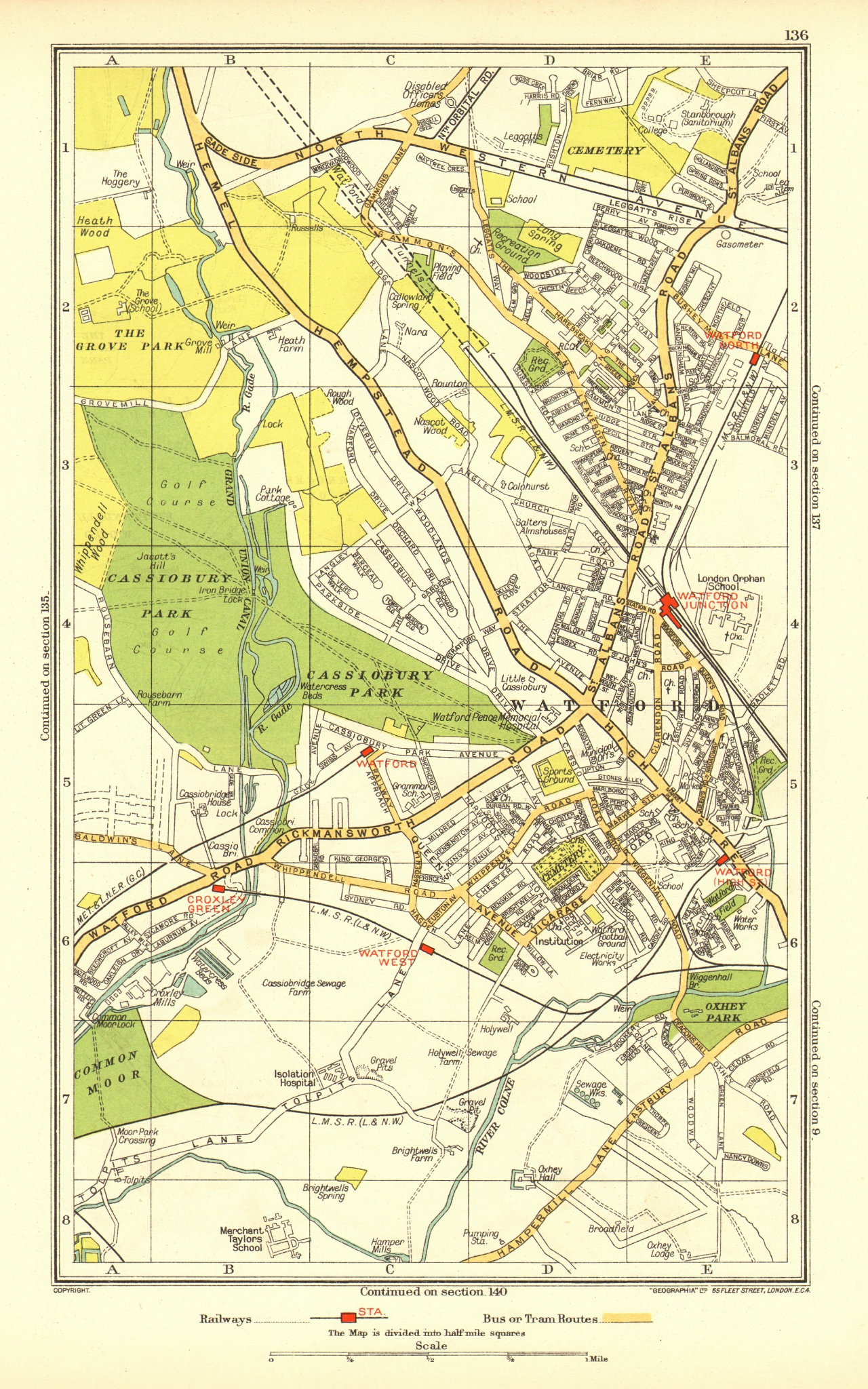Associate Product WATFORD. Holywell Cassiobury Kingswood Oxhey Croxley Green Garston 1937 map