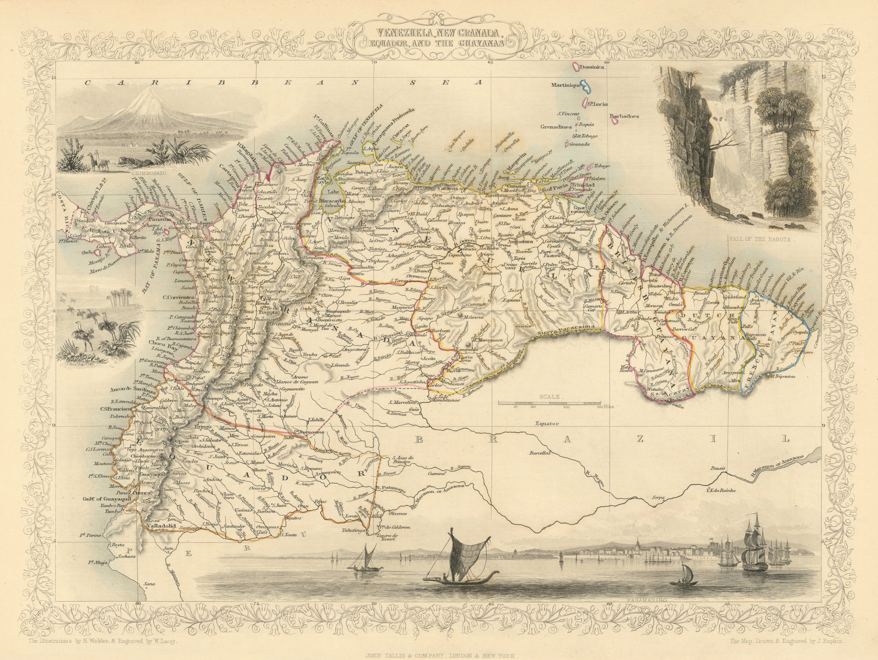 Associate Product VENEZUELA, NEW GRANADA, EQUADOR & THE GUYANAS'. Ecuador.TALLIS/RAPKIN 1851 map