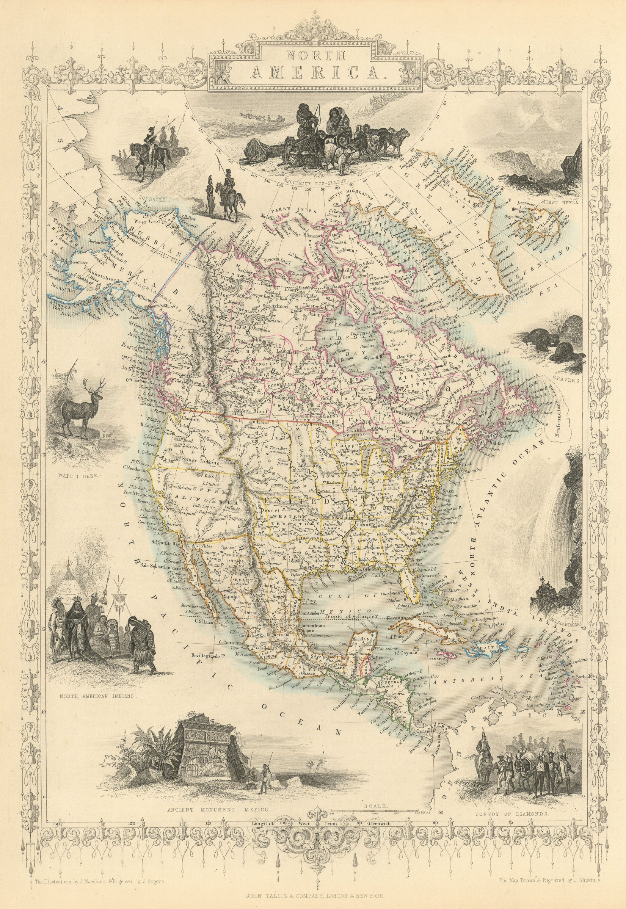 Associate Product NORTH AMERICA. 31 US states. Texas with Republic border. TALLIS/RAPKIN 1851 map