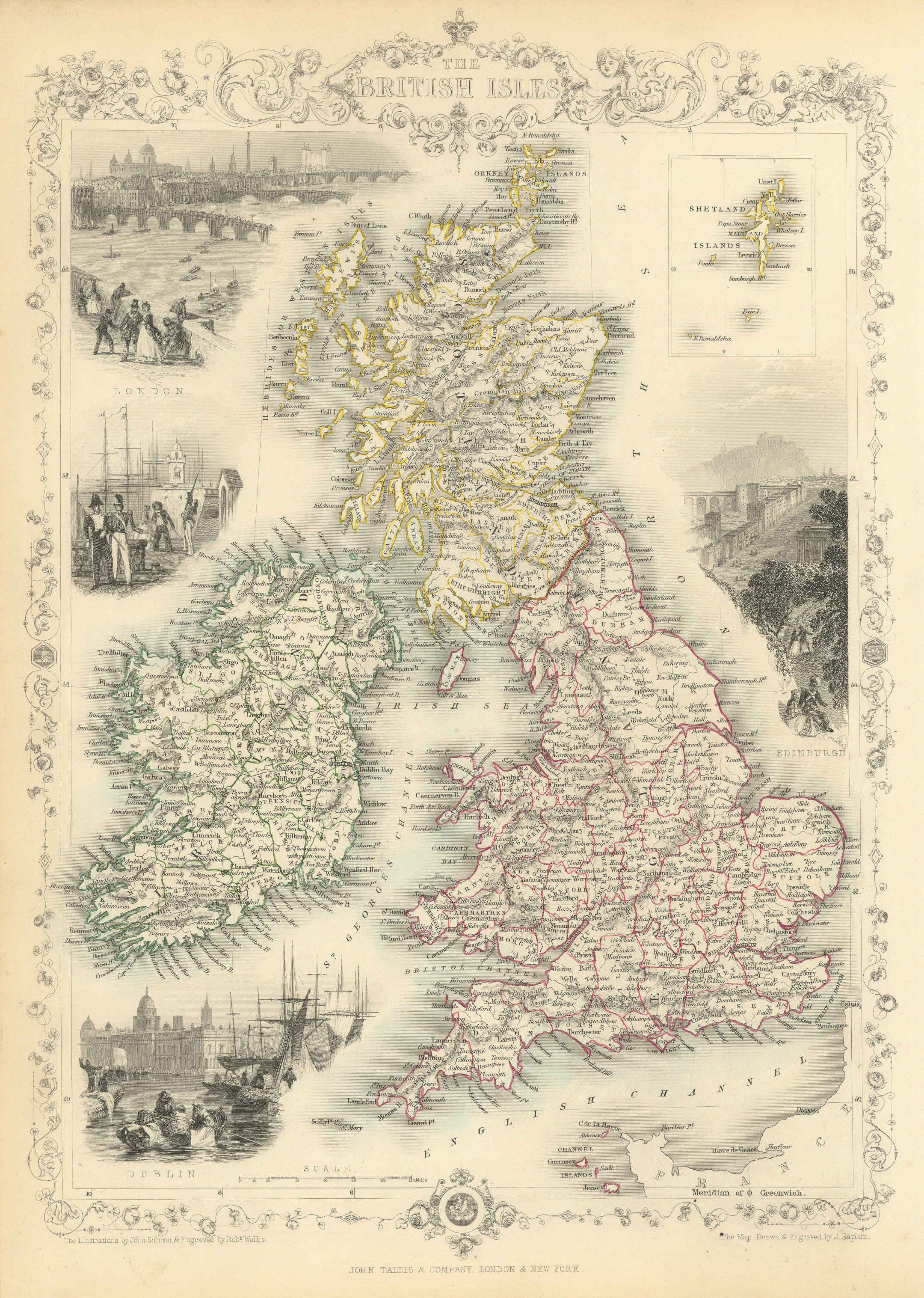 Associate Product BRITISH ISLES. Counties. England Wales Scotland Ireland. TALLIS/RAPKIN 1851 map