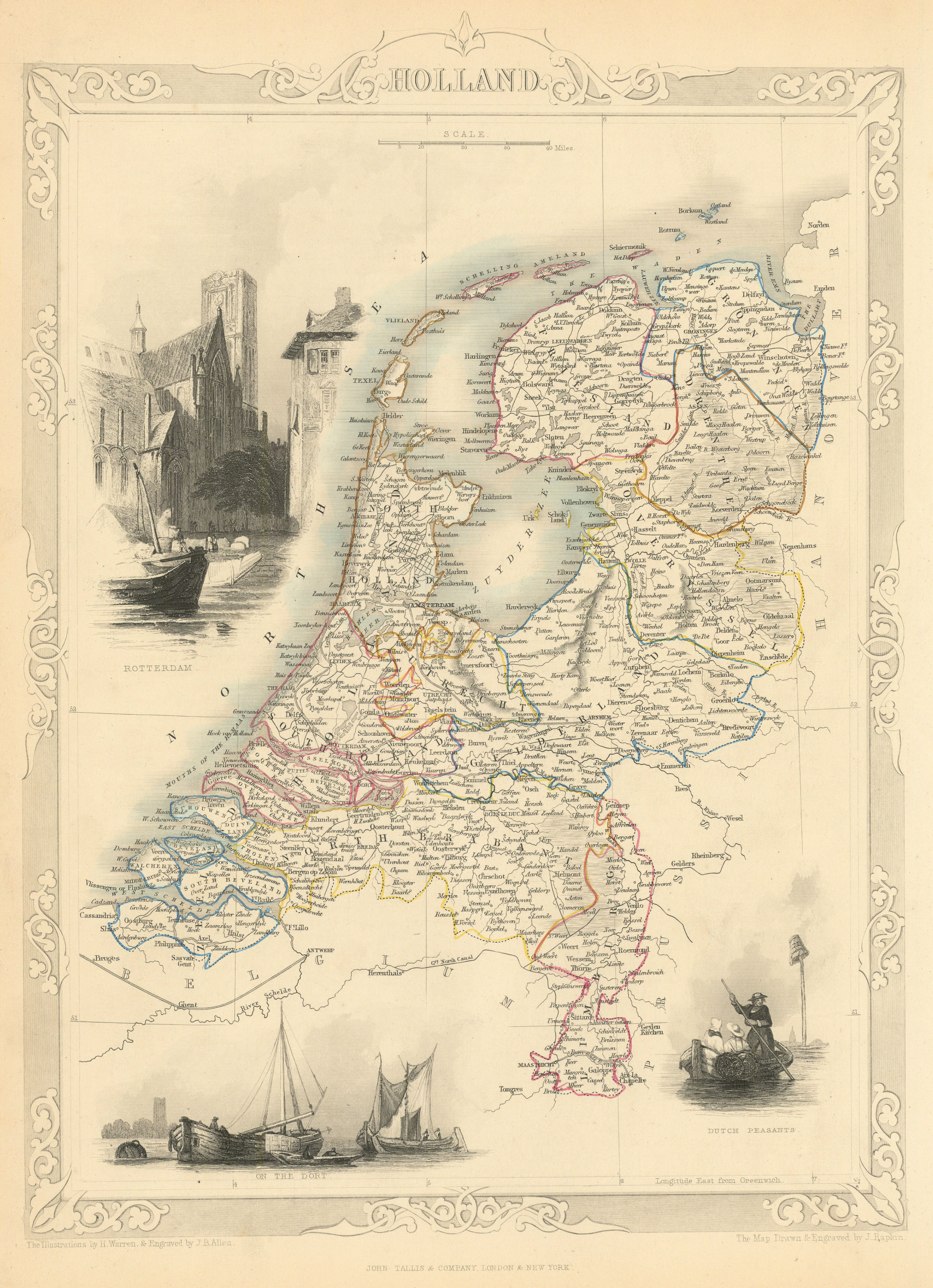 Associate Product NETHERLANDS. 'Holland'. Provinces. Rotterdam view. TALLIS/RAPKIN 1851 old map