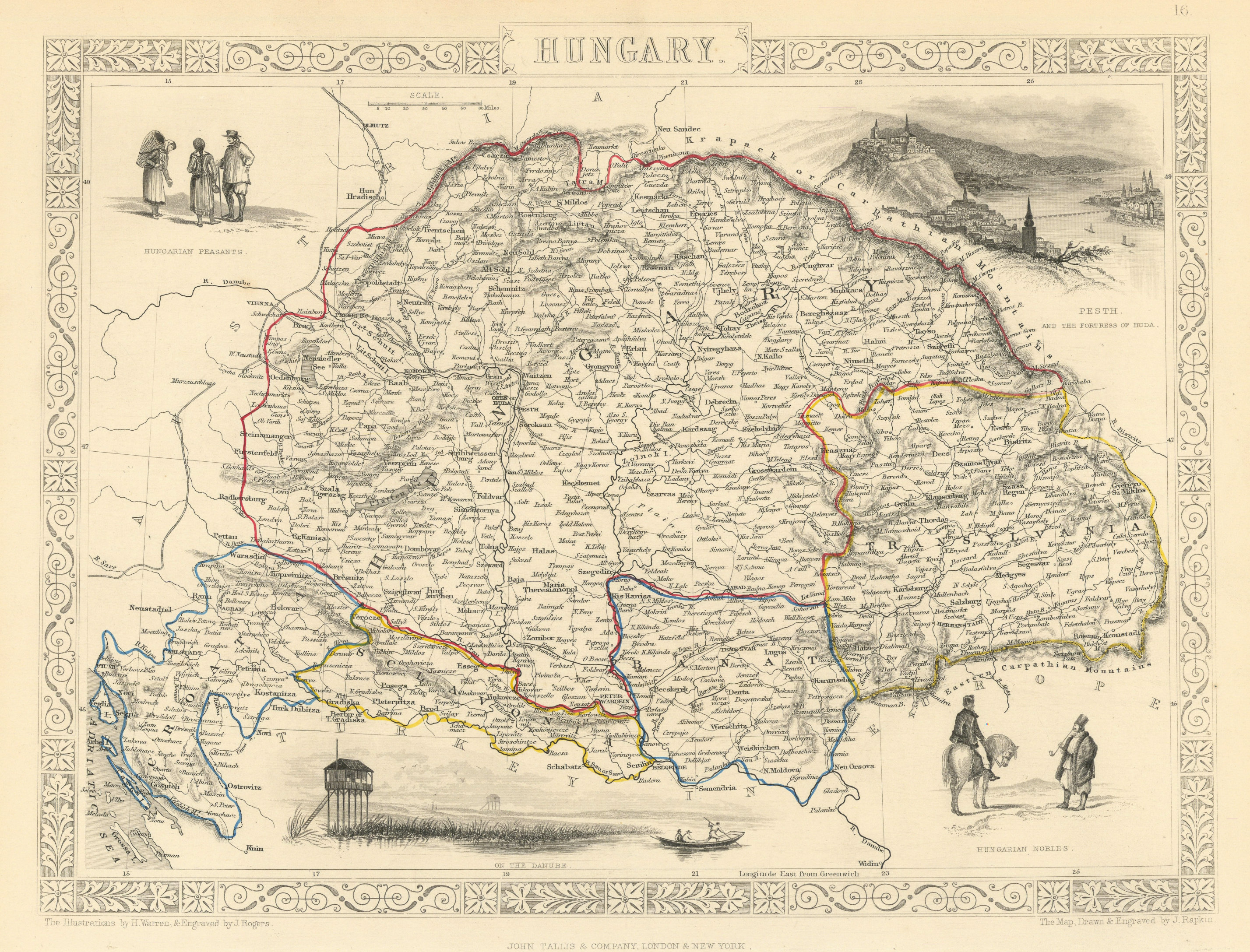 Associate Product HUNGARY. Buda/Pesth view. Banat Sclavonia Transylvania. TALLIS/RAPKIN 1851 map