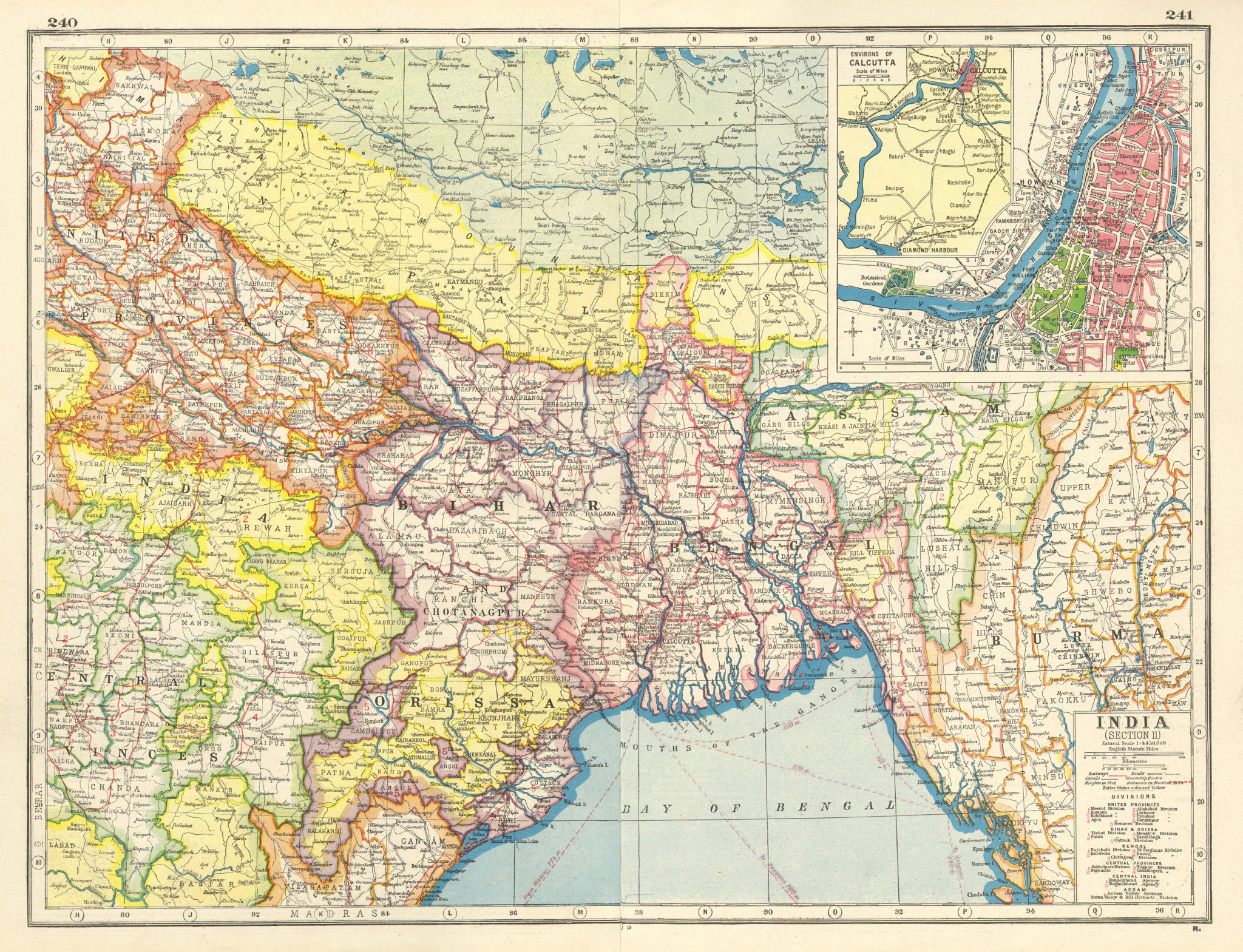 Associate Product BRITISH INDIA NE. Bengal Nepal Orissa Bihar. Bangladesh. Calcutta plan 1920 map
