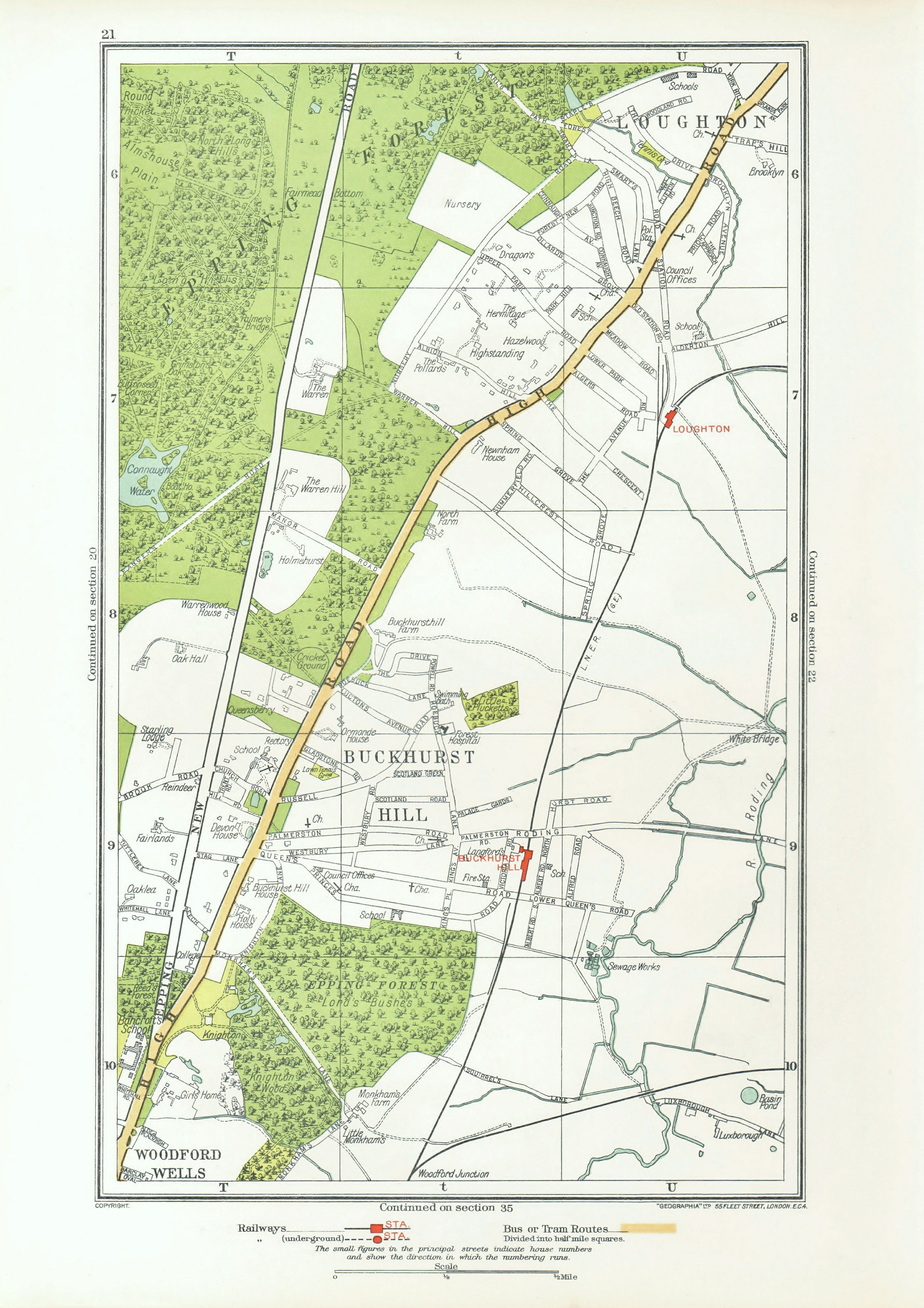 Associate Product ESSEX. Buckhurst Hill Loughton Woodford Wells Roding Valley 1933 old map