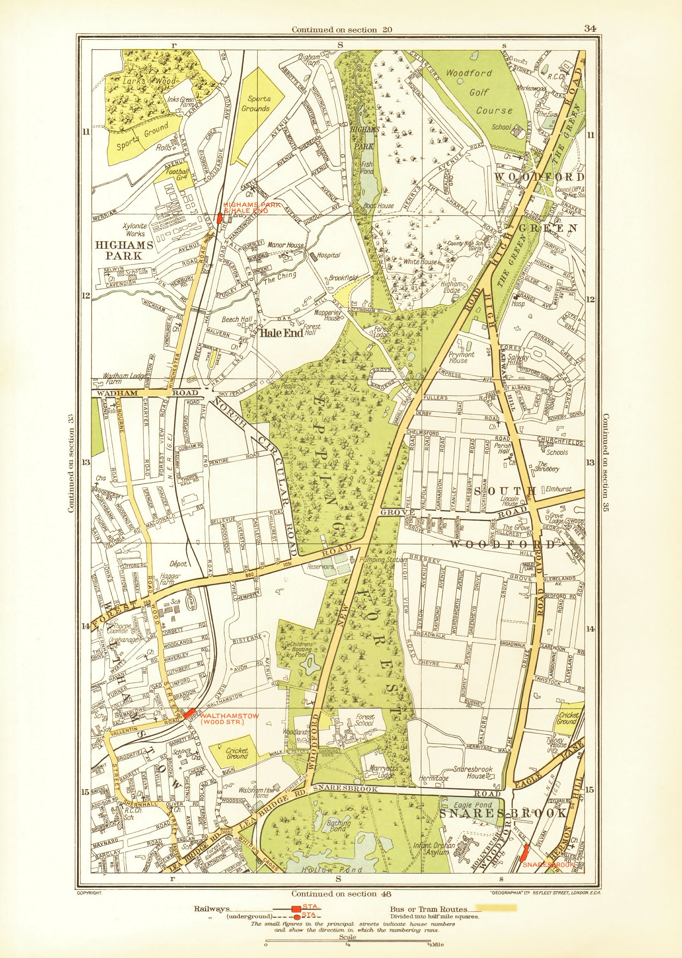 Associate Product WOODFORD GREEN. Hale End Highams Park Snaresbrook Wanstead 1933 old map