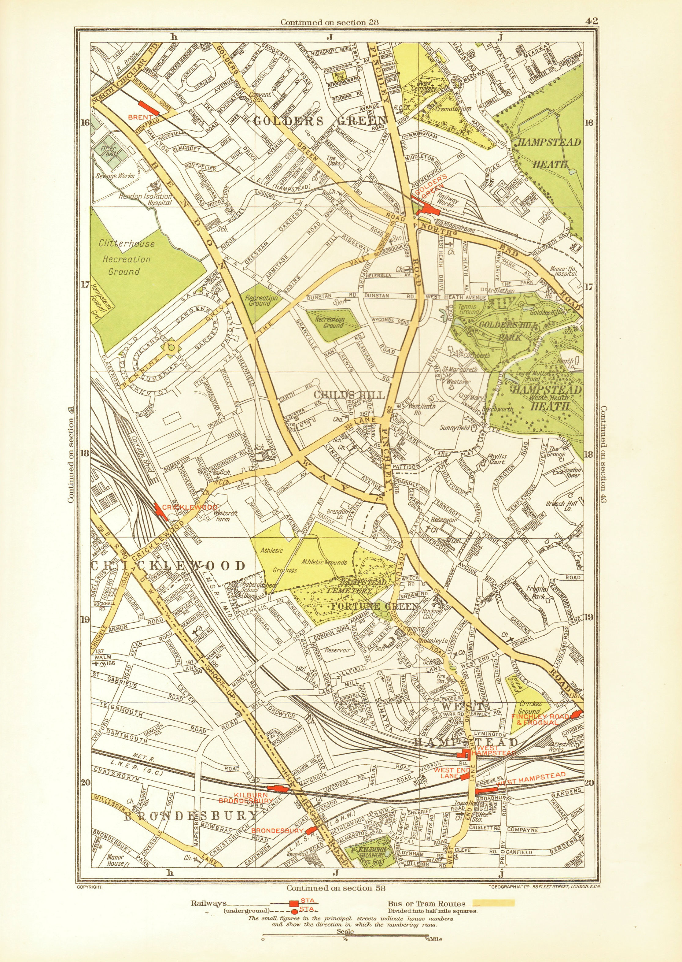 Associate Product CRICKLEWOOD. Brondesbury Fortune/Golders Green Hampstead Child's Hill 1933 map