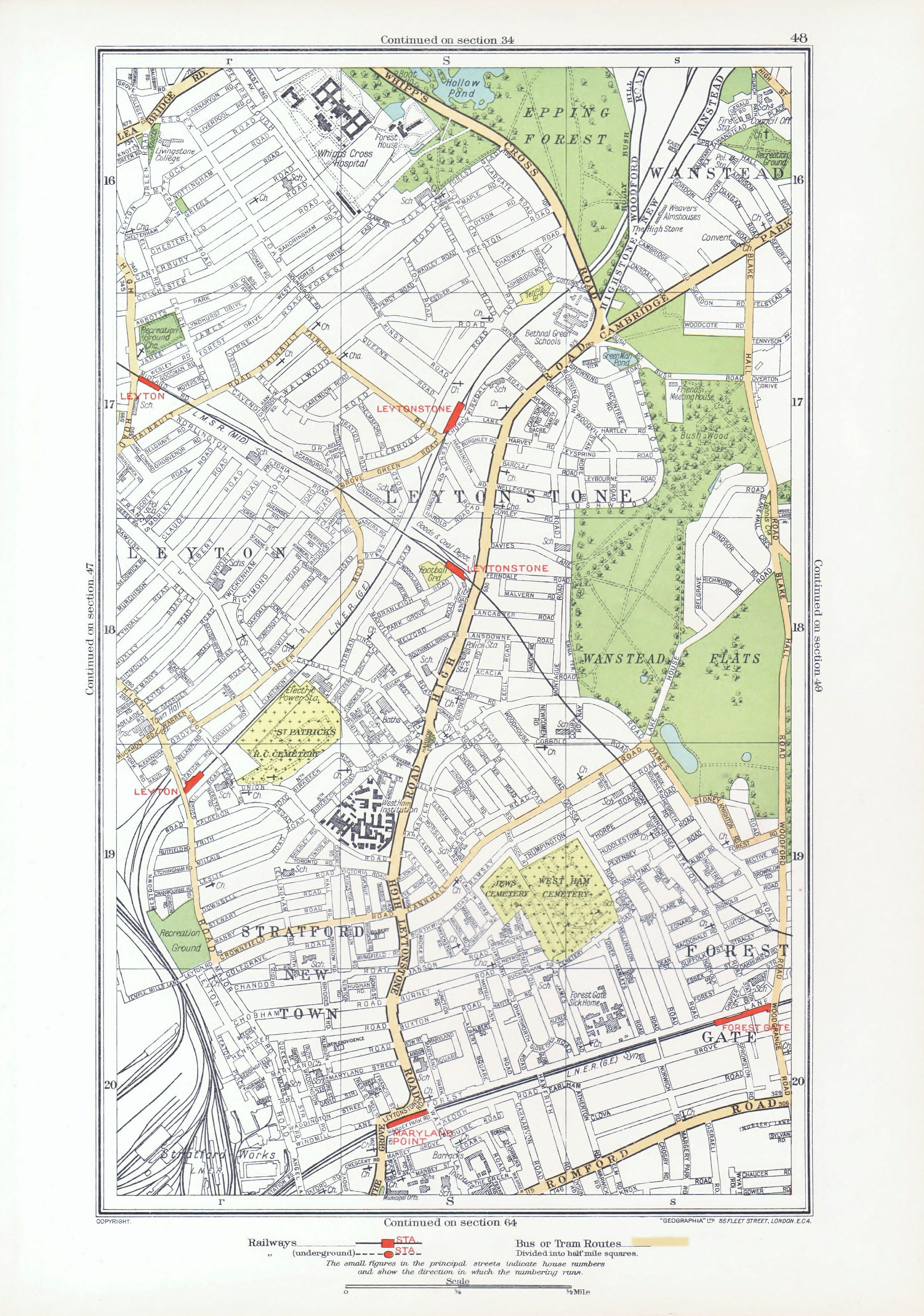 Associate Product LEYTON LEYTONSTONE. Forest Gate Stratford Wanstead Woodgrange Park 1933 map