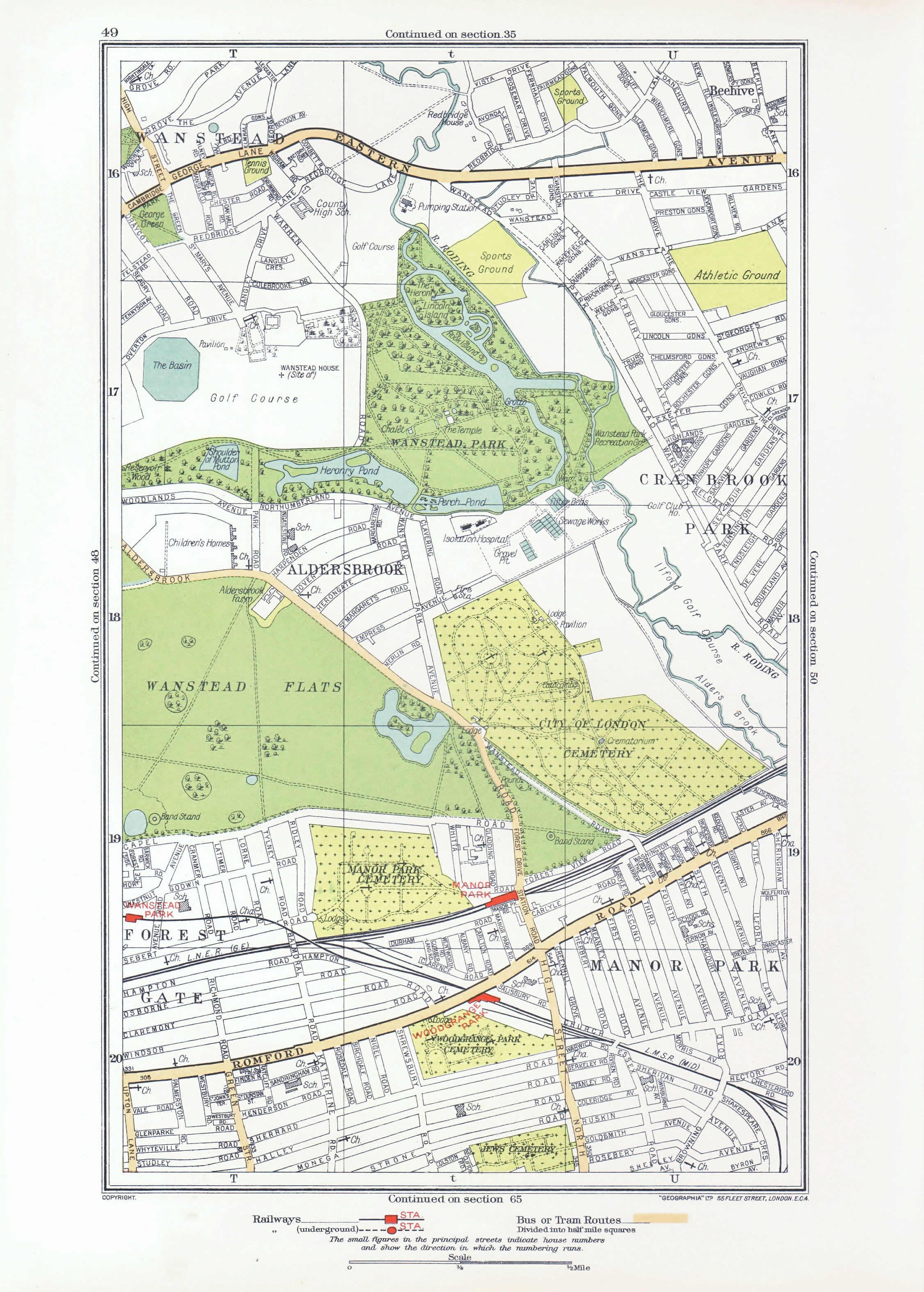 Associate Product LONDON. Aldersbrook Manor Park Stoke Newington Beehive Newbury Park 1933 map