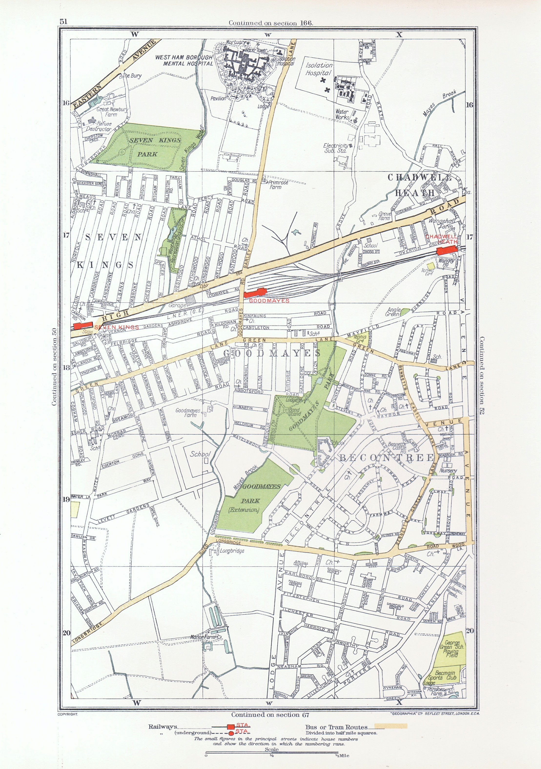 LONDON. Becontree Goodmayes Seven Kings Chadwell Heath Longbridge Rd 1933 map