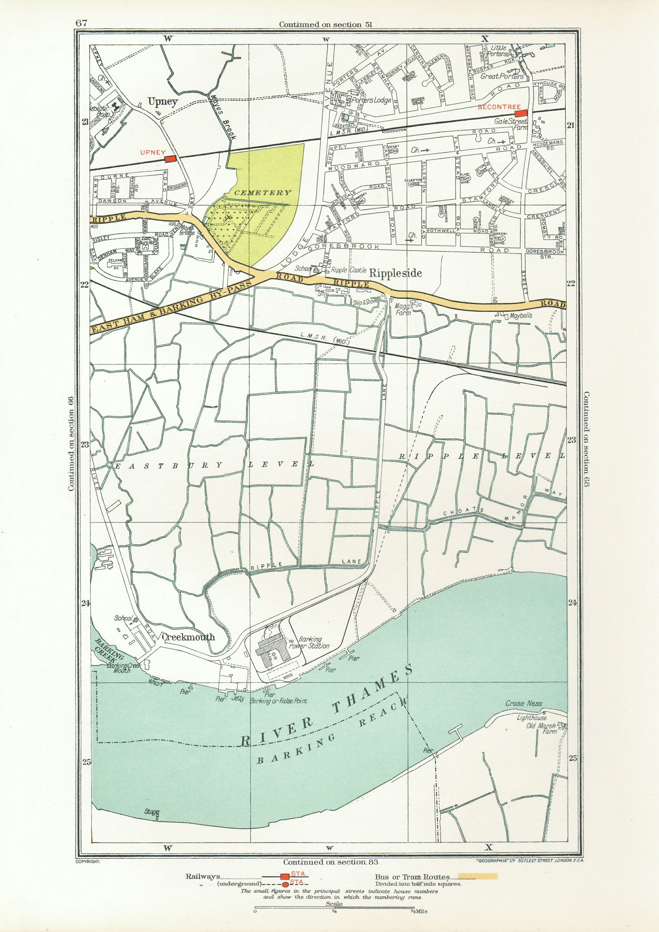 Associate Product LONDON. Creekmouth Rippleside Upney Becontree Thamesmead 1933 old vintage map
