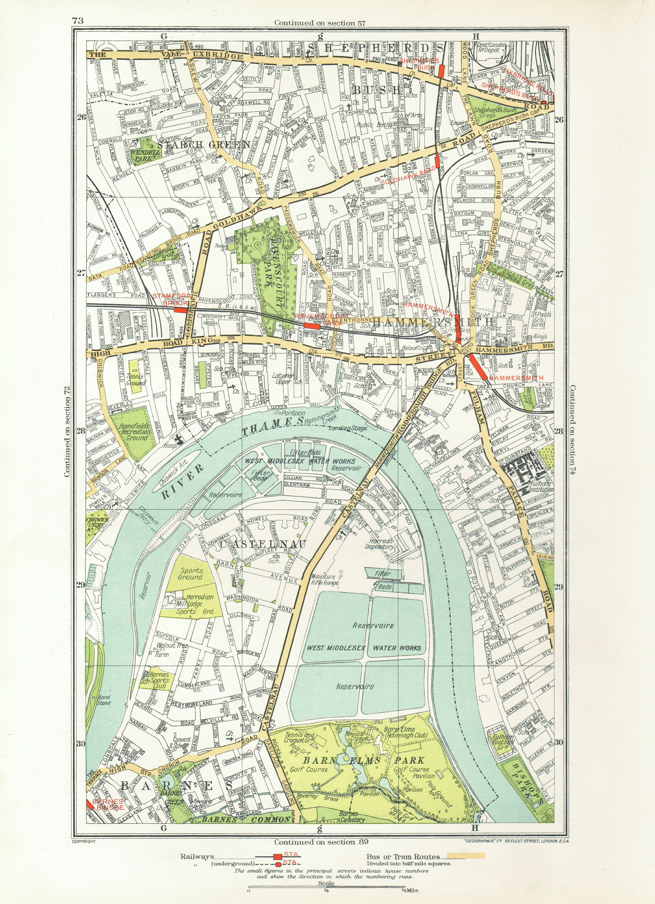 Associate Product HAMMERSMITH. Barnes Shepherds Bush Fulham Castlenau Starch Green 1933 old map