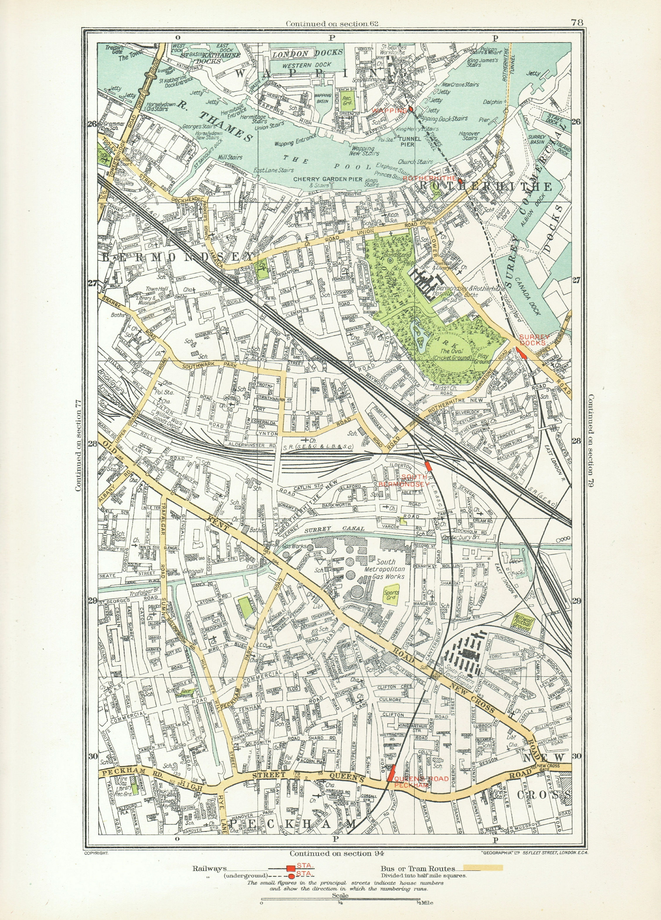 LONDON. Bermondsey Peckham Rotherhithe Wapping Surrey Docks 1933 old map