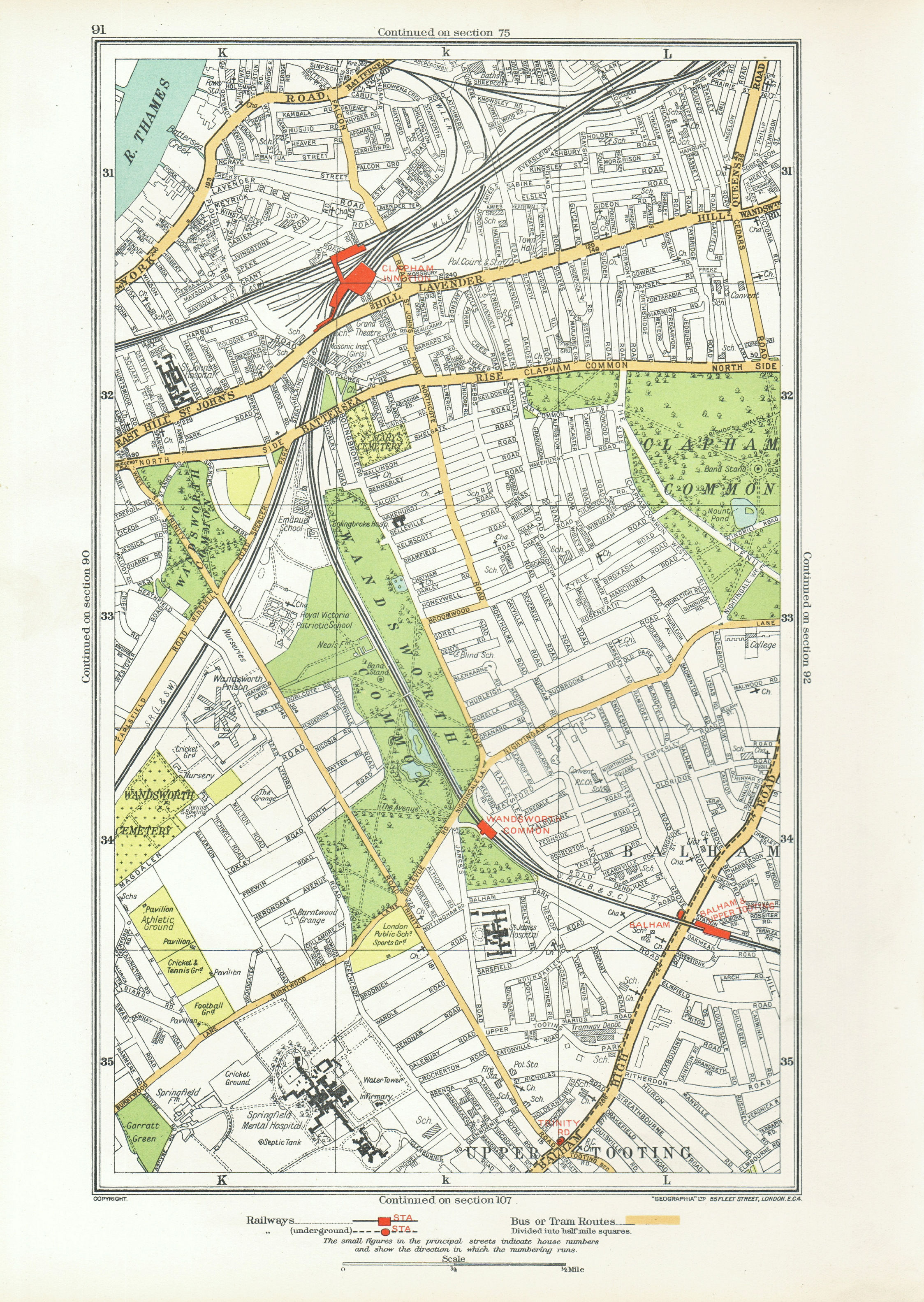 Associate Product CLAPHAM. Wandsworth Balham Upper Tooting Battersea Clapham Junction 1933 map