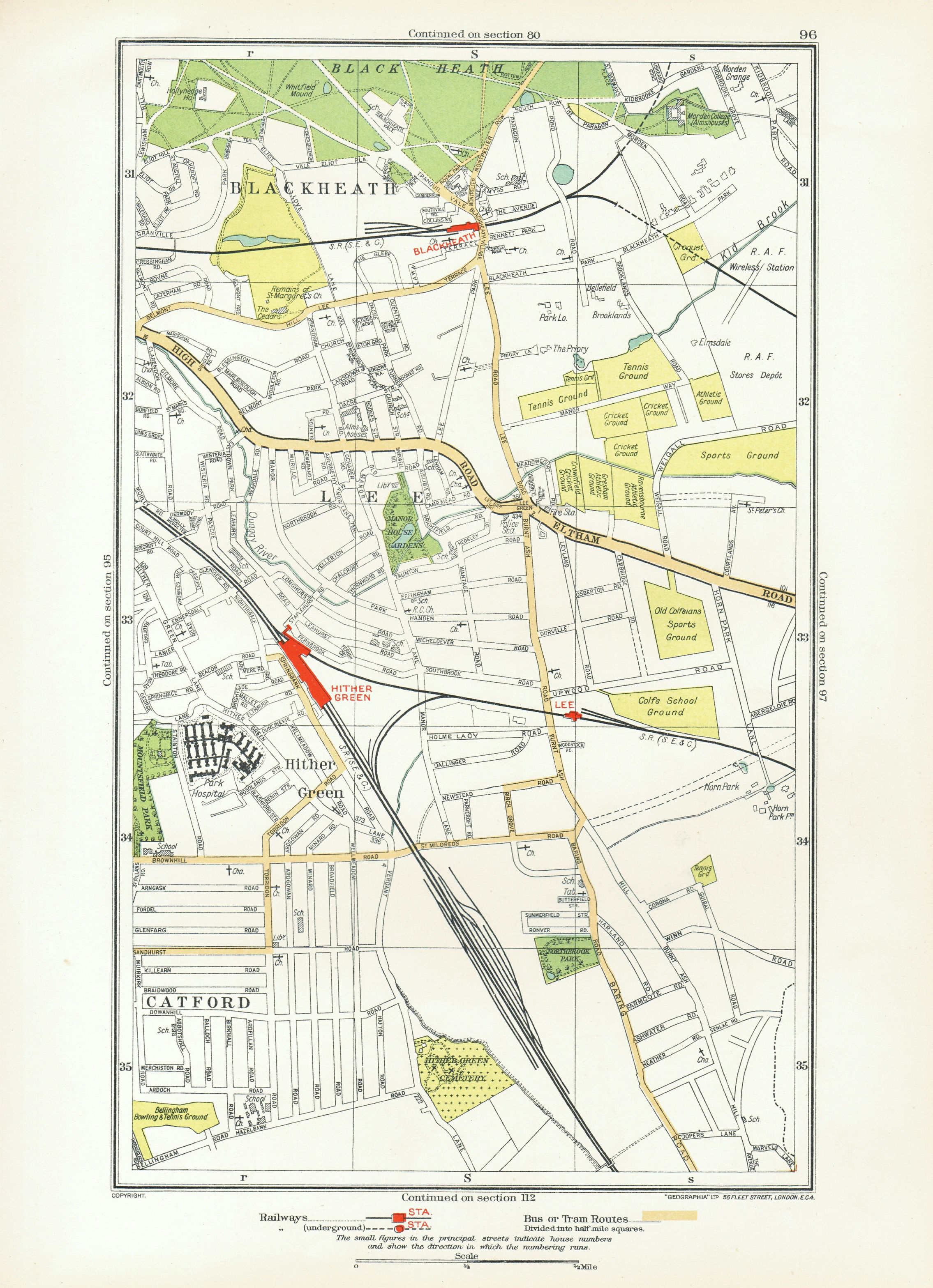 Associate Product LONDON. Blackheath Hither Green Lee Catford Kidbrooke 1933 old vintage map