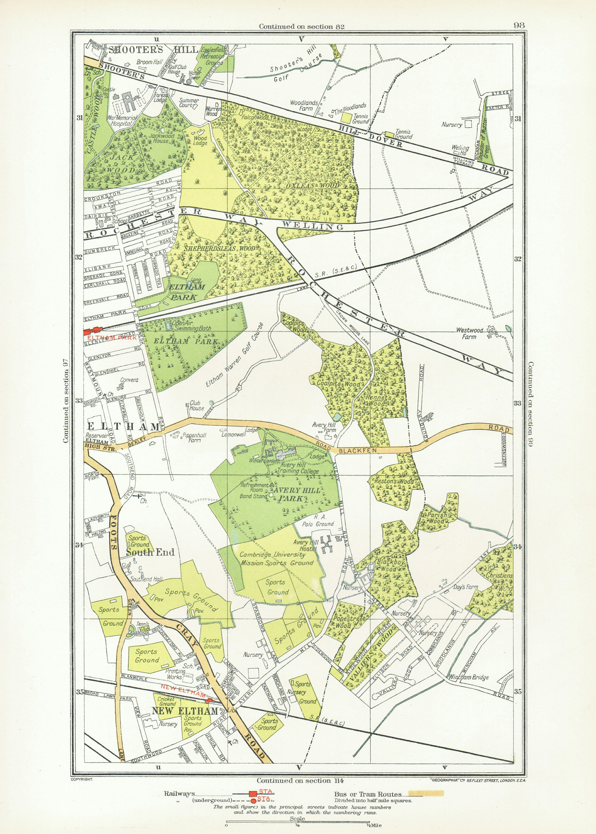 Associate Product LONDON. New Eltham Shooter's Hill South End Eltham Park Pope Street 1933 map
