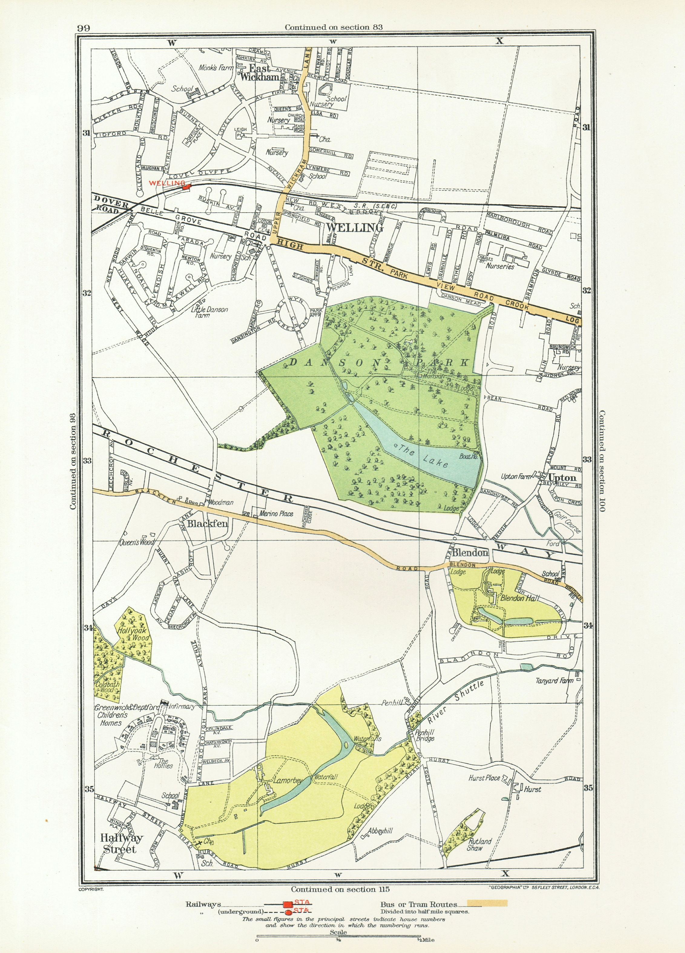 Associate Product BEXLEY. Welling Blackfen Blendon East Wickham Upton Halfway Street 1933 map
