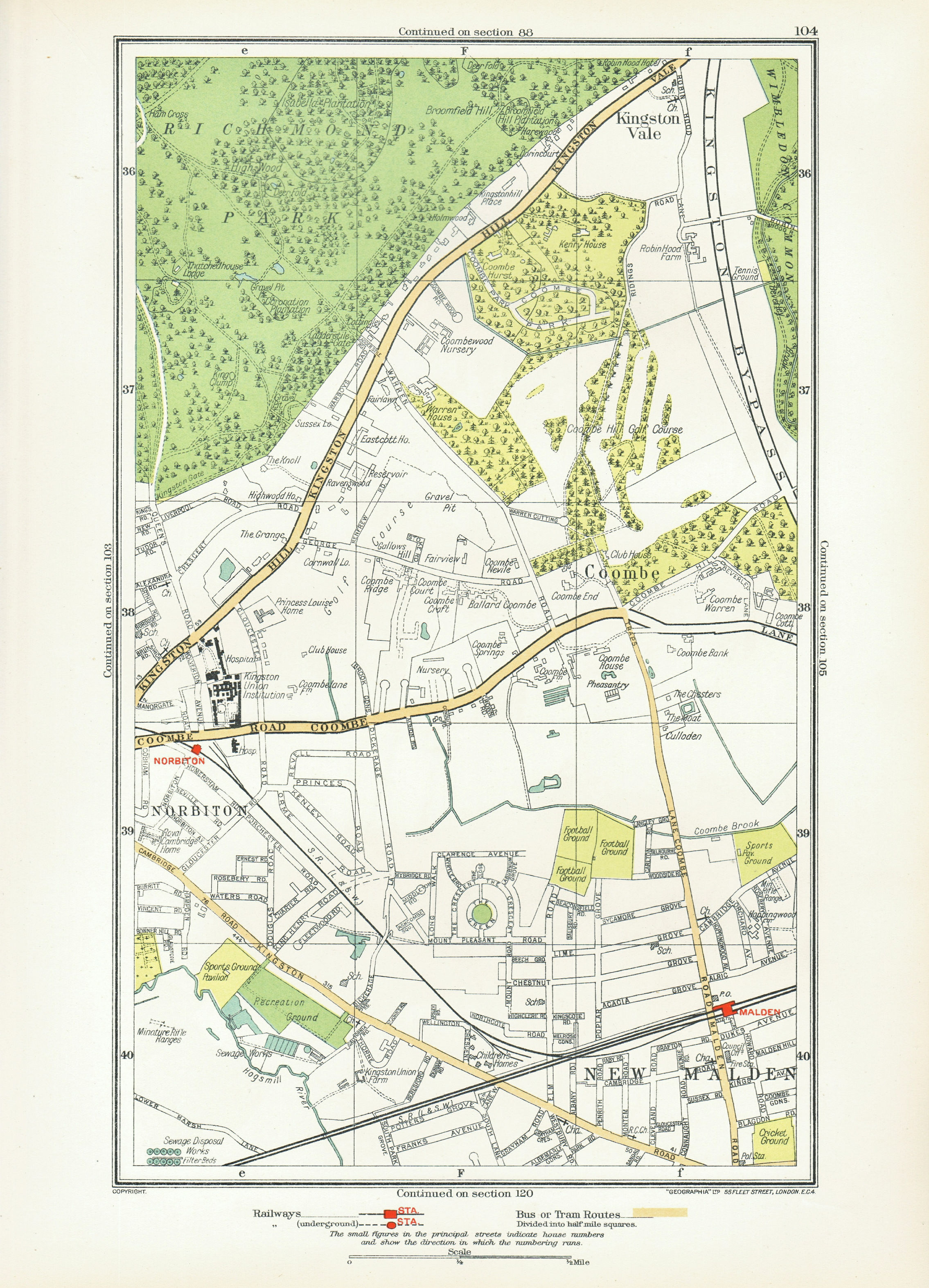 Associate Product NORBITON. Coombe Kingston Hill Kingston Vale New Malden Malden 1933 old map
