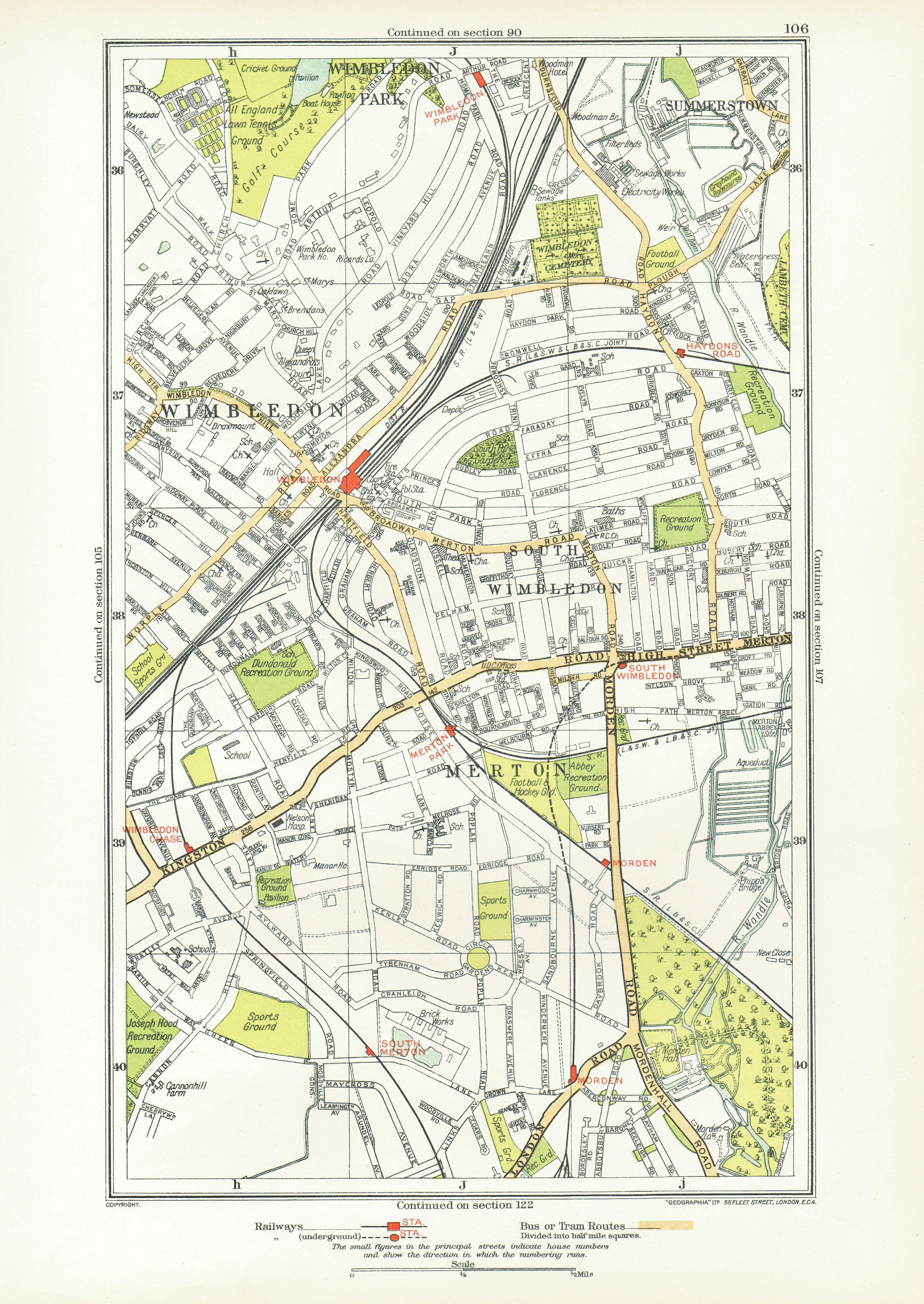 Associate Product LONDON. Merton South Wimbledon Summerstown Haydon's Road Morden 1933 old map