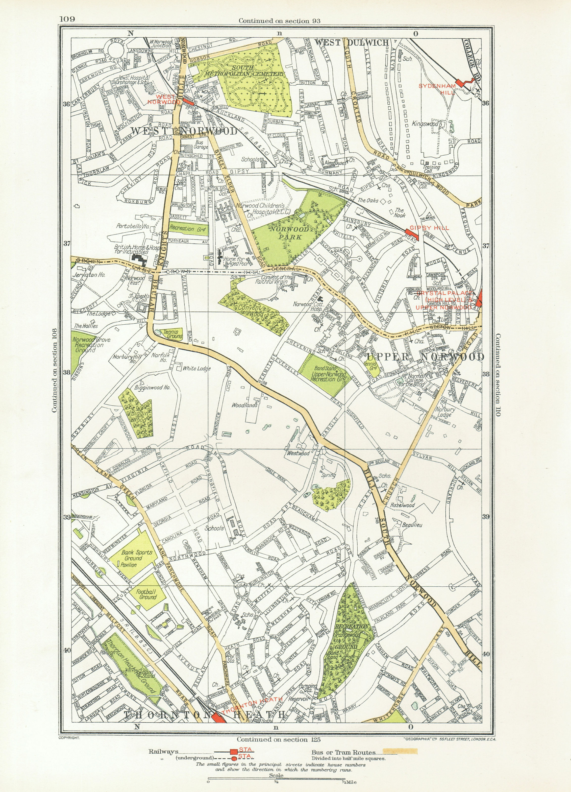 Associate Product LONDON. Upper Norwood West Dulwich West Norwood Sydenham Hill 1933 old map