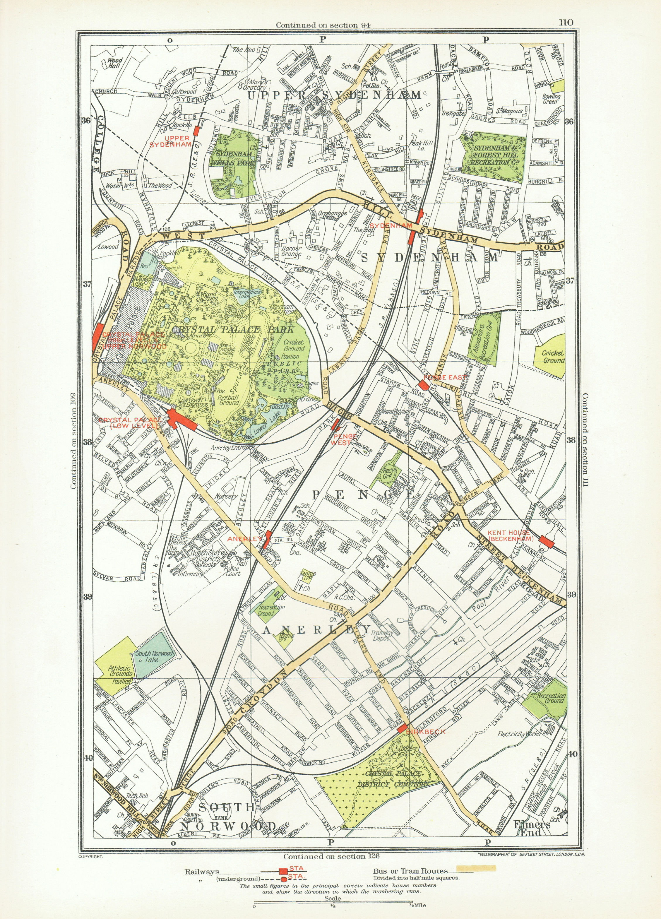 Associate Product SYDENHAM. Anerley Elmers End Penge Crystal Palace Upper Norwood 1933 old map