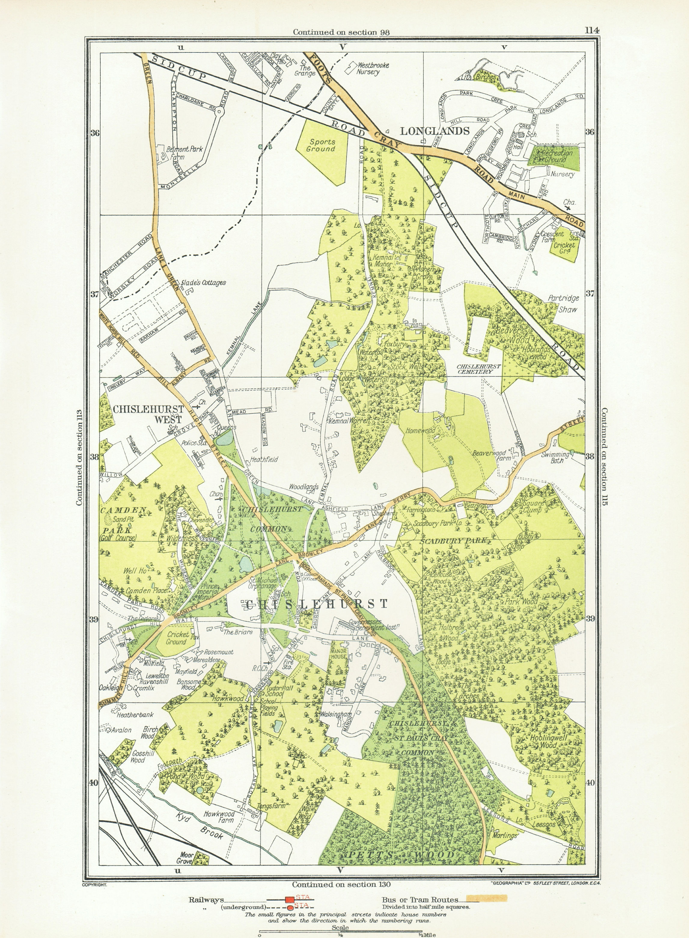 Associate Product CHISLEHURST. Chislehurst West Longlands Pett's Wood Sidcup Park Wood 1933 map