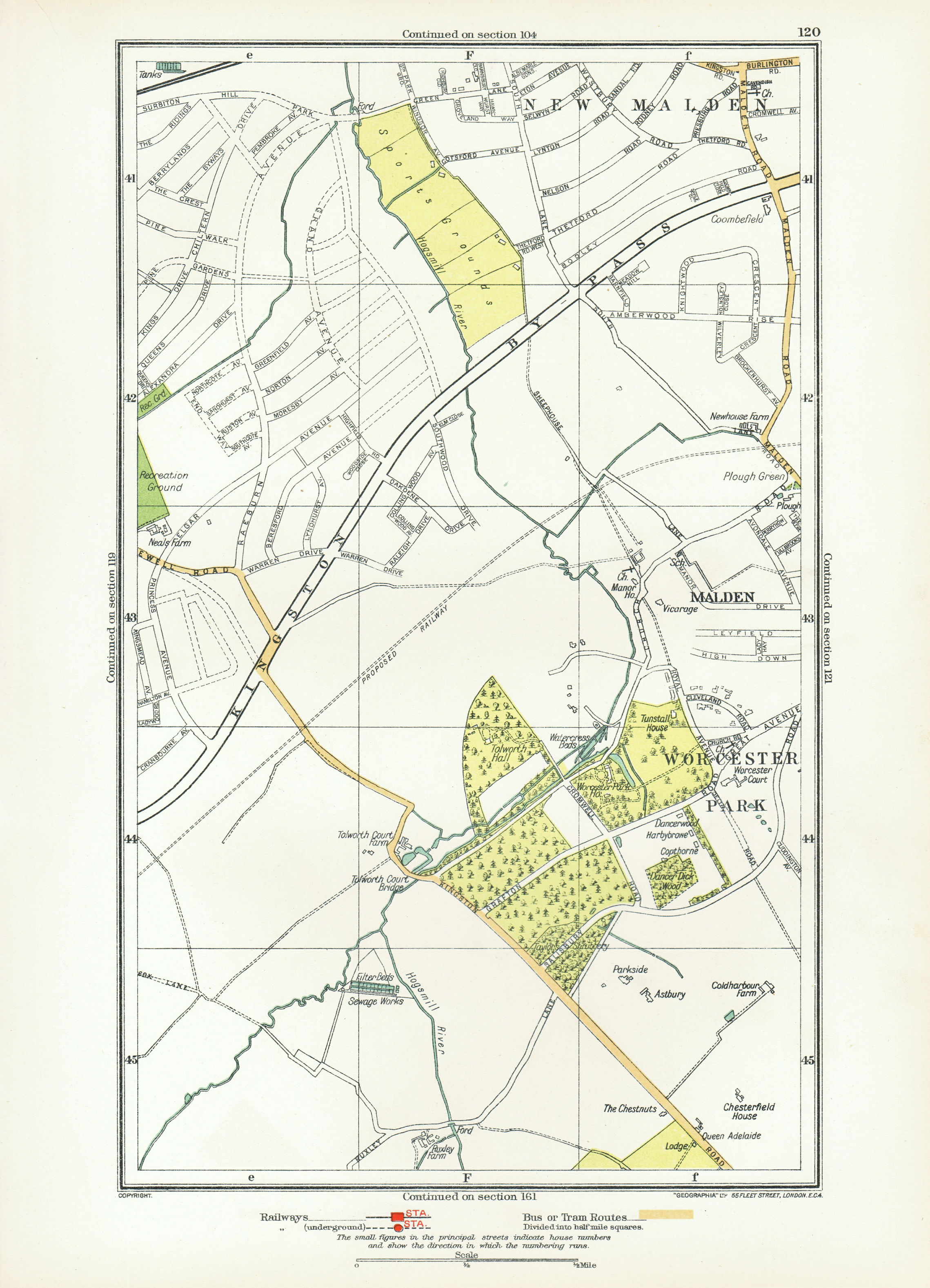 Associate Product NEW MALDEN. Surbiton Worcester Park West Ewell Tolworth Berrylands 1933 map
