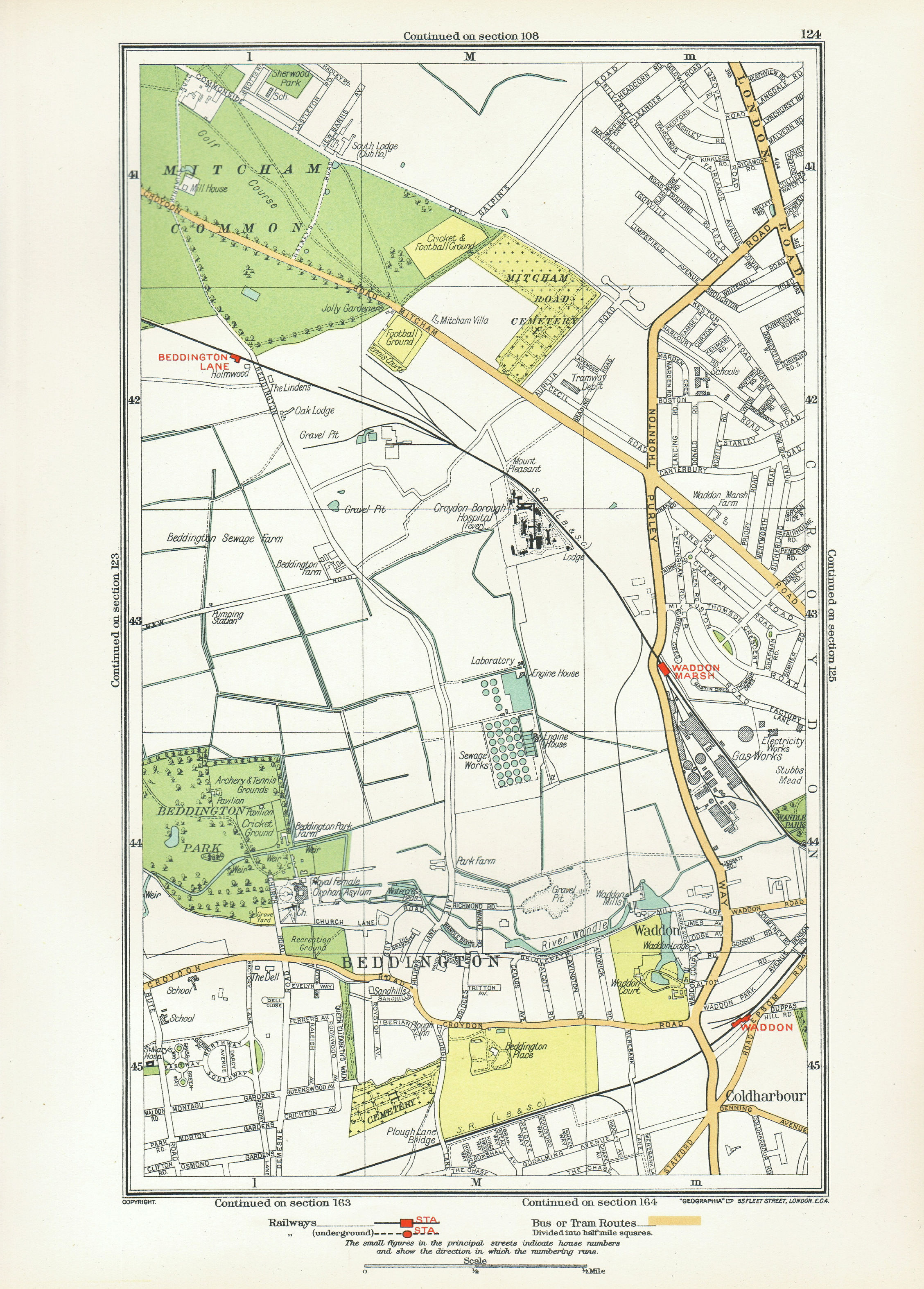 Associate Product SURREY. Beddington Lane Coldharbour Sandhills Waddon Ampere Way 1933 map