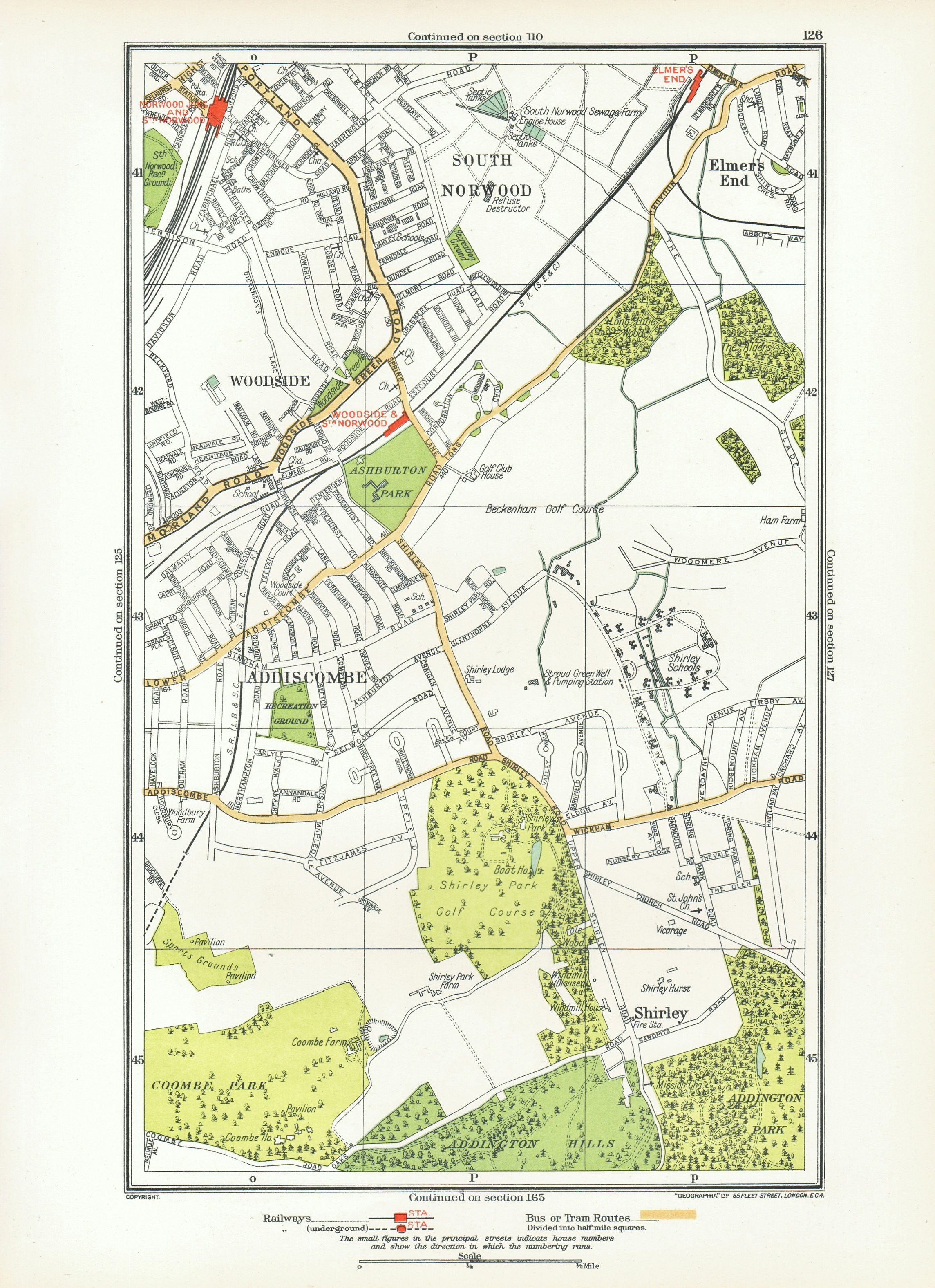 Associate Product CROYDON. Addiscombe South Norwood/Junction Woodside Shirley Elmers End 1933 map