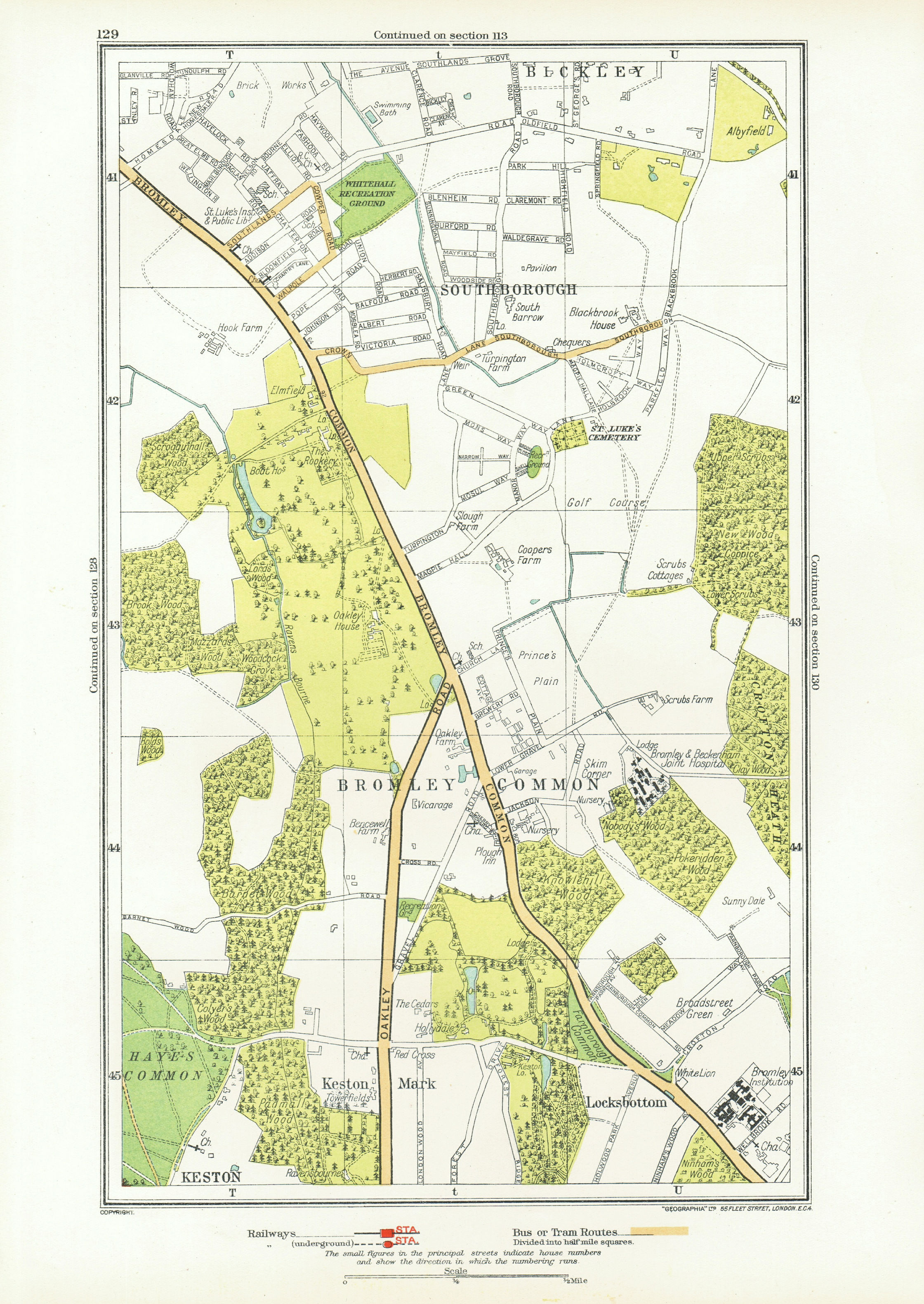 BROMLEY COMMON. Keston Keston Mark Locksbottom Southborough Bromley 1933 map