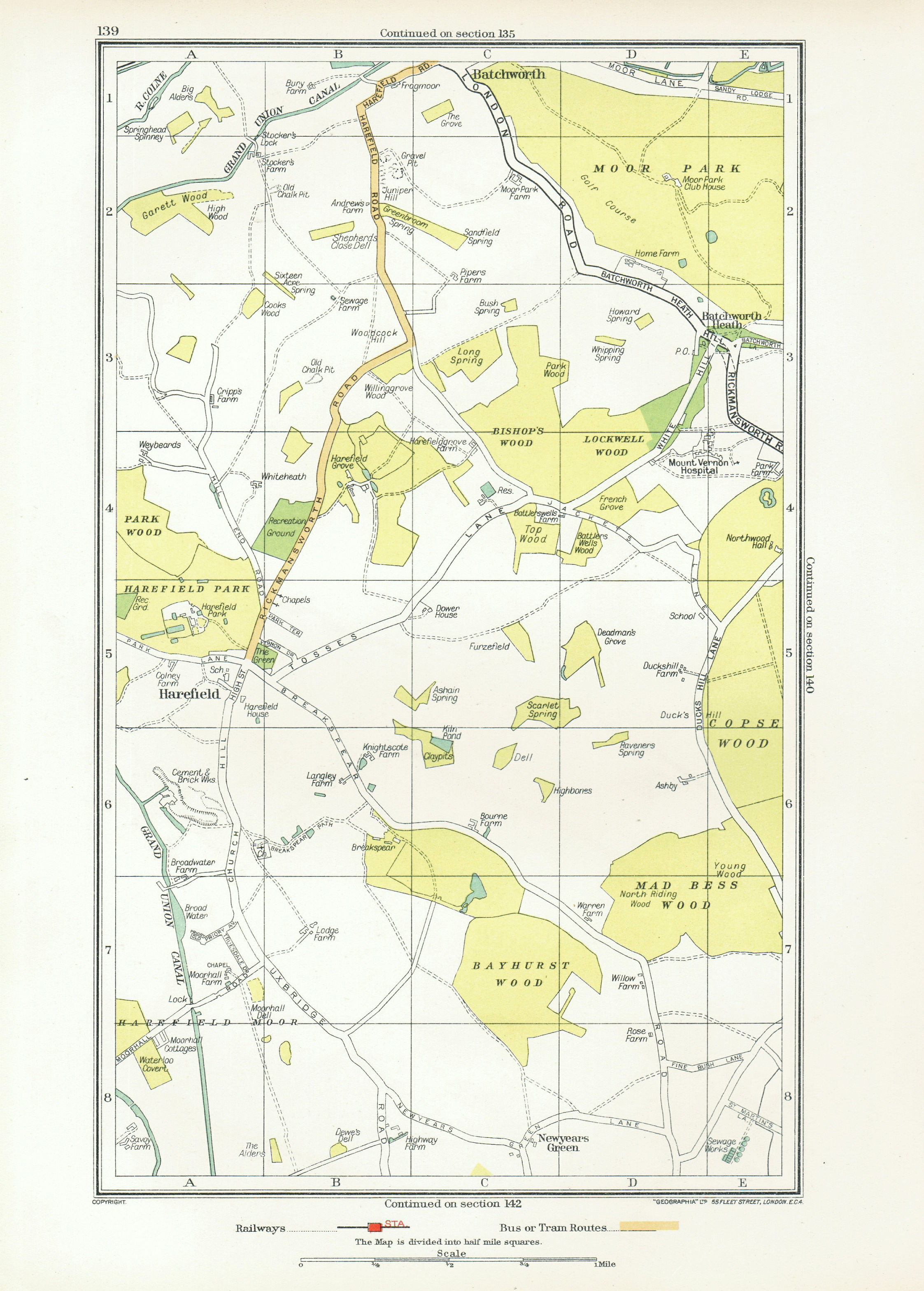 Associate Product HAREFIELD. Batchworth Heath Northwood Ruislip (Middlesex) 1933 old vintage map
