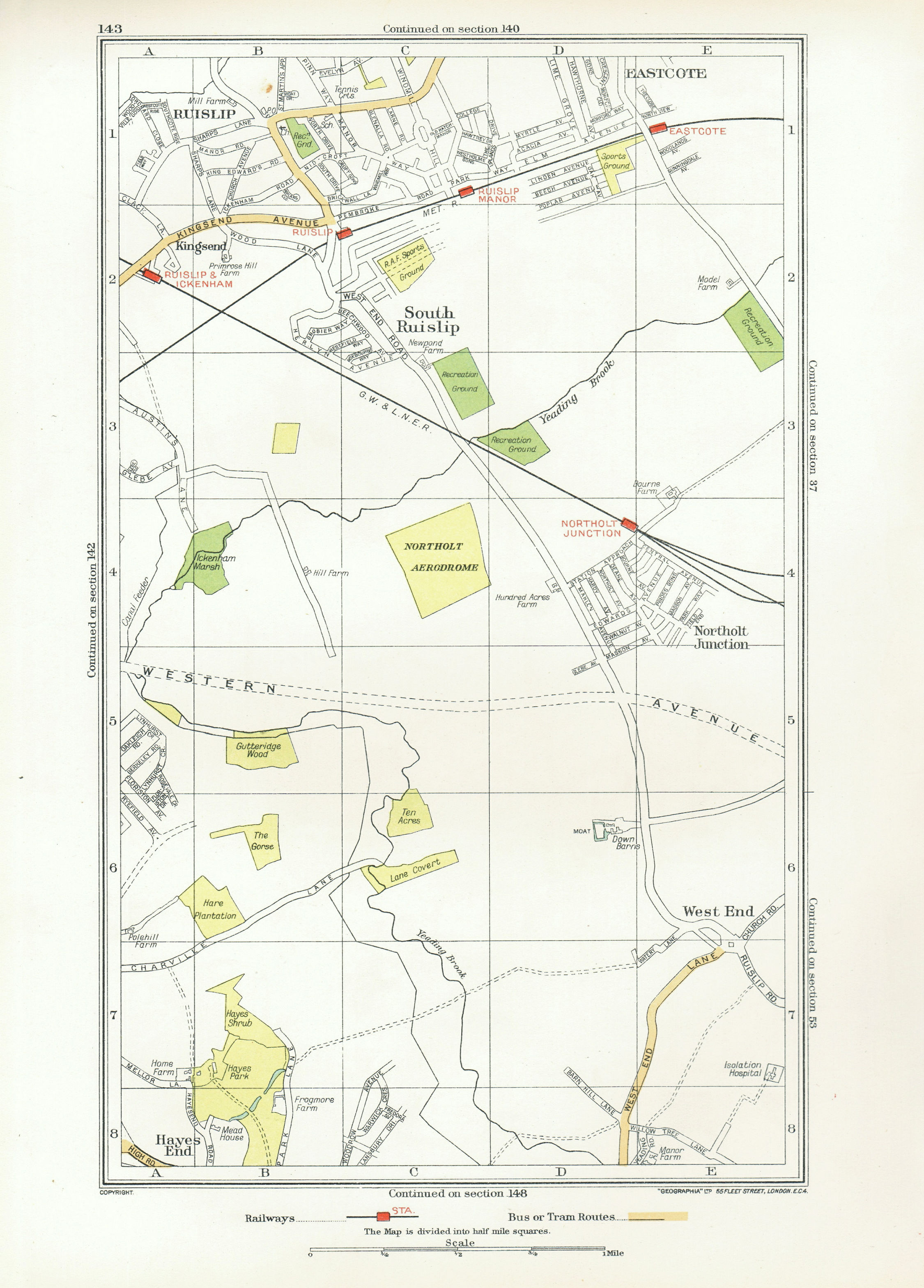Associate Product NORTHOLT. Ruislip Ruislip Manor Hillingdon Yeading Greenford Eastcote 1933 map