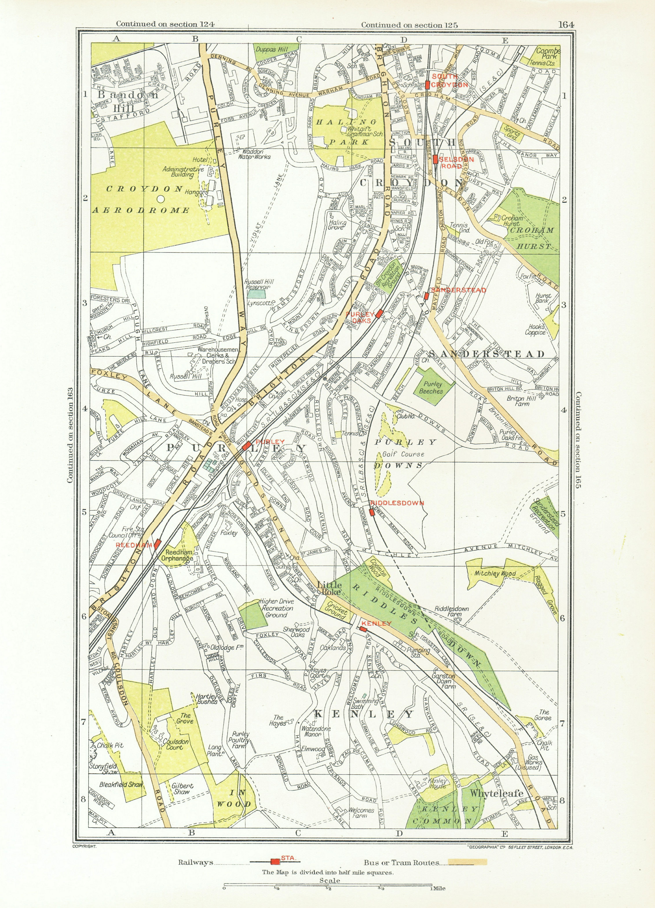 Associate Product PURLEY COULSDON. South Croydon Kenley Sanderstead Roundshaw Woodcote 1933 map