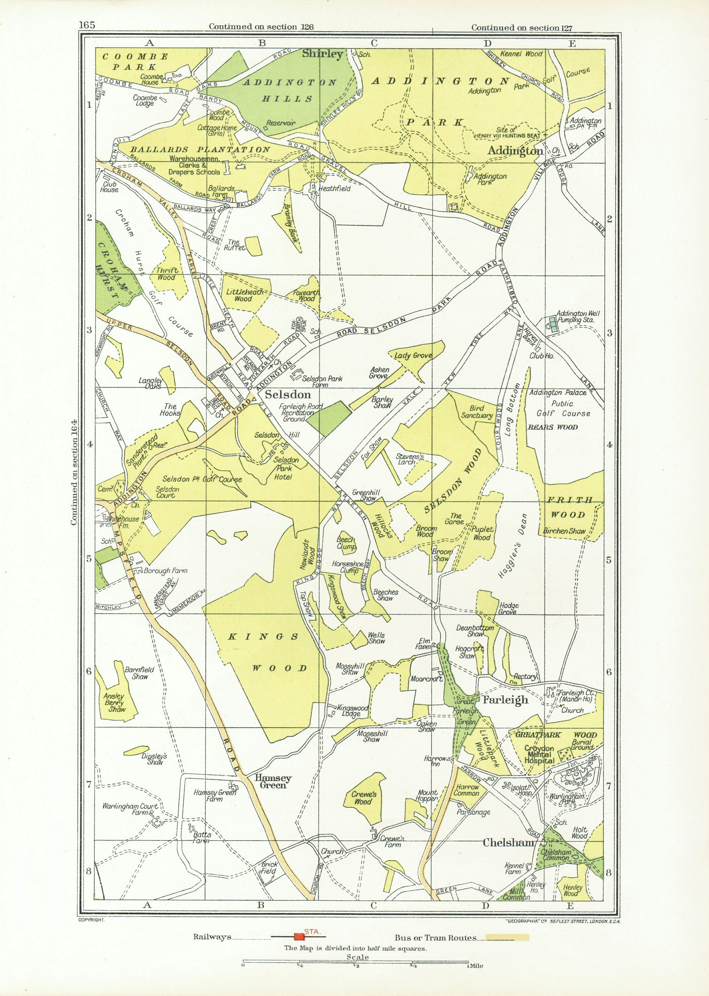 Associate Product SELSDON. Addington Chelsham Farleigh Hamsey Green Forestdale Shirley 1933 map