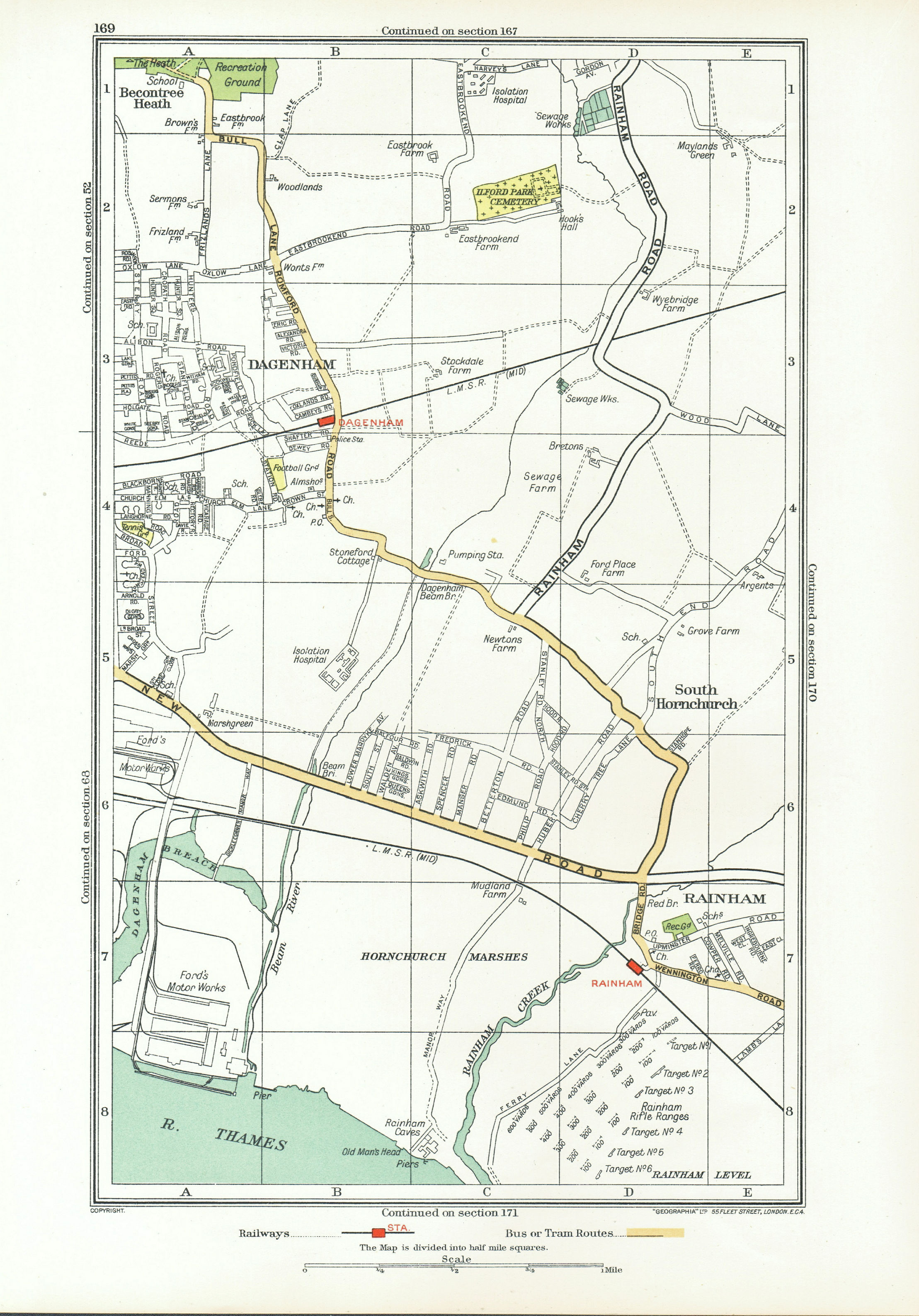 Associate Product DAGENHAM. Rainham South Hornchurch Elm Park Motor Works (Essex) 1933 old map